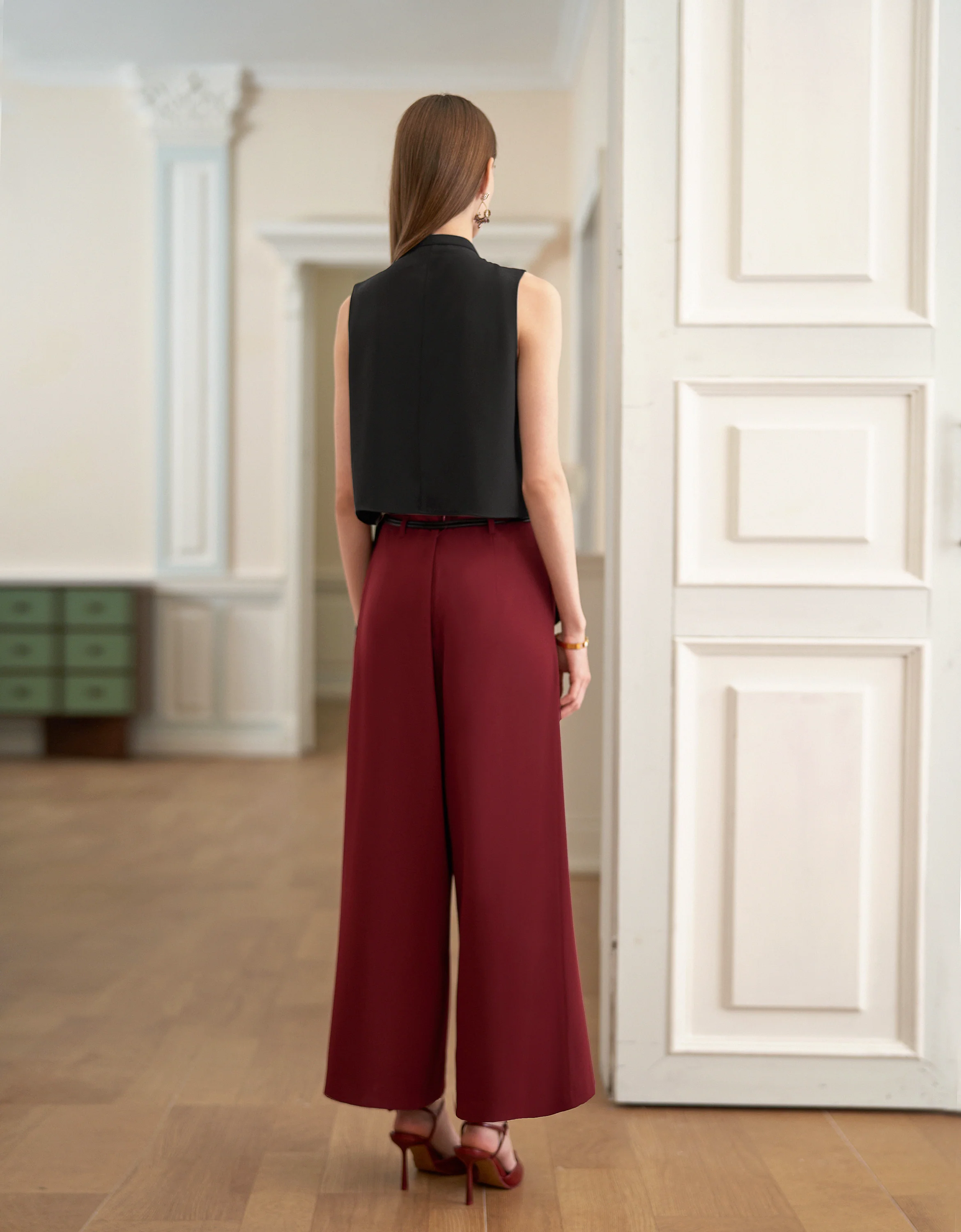 Front Ruffle Stand Collar Top - Image 17