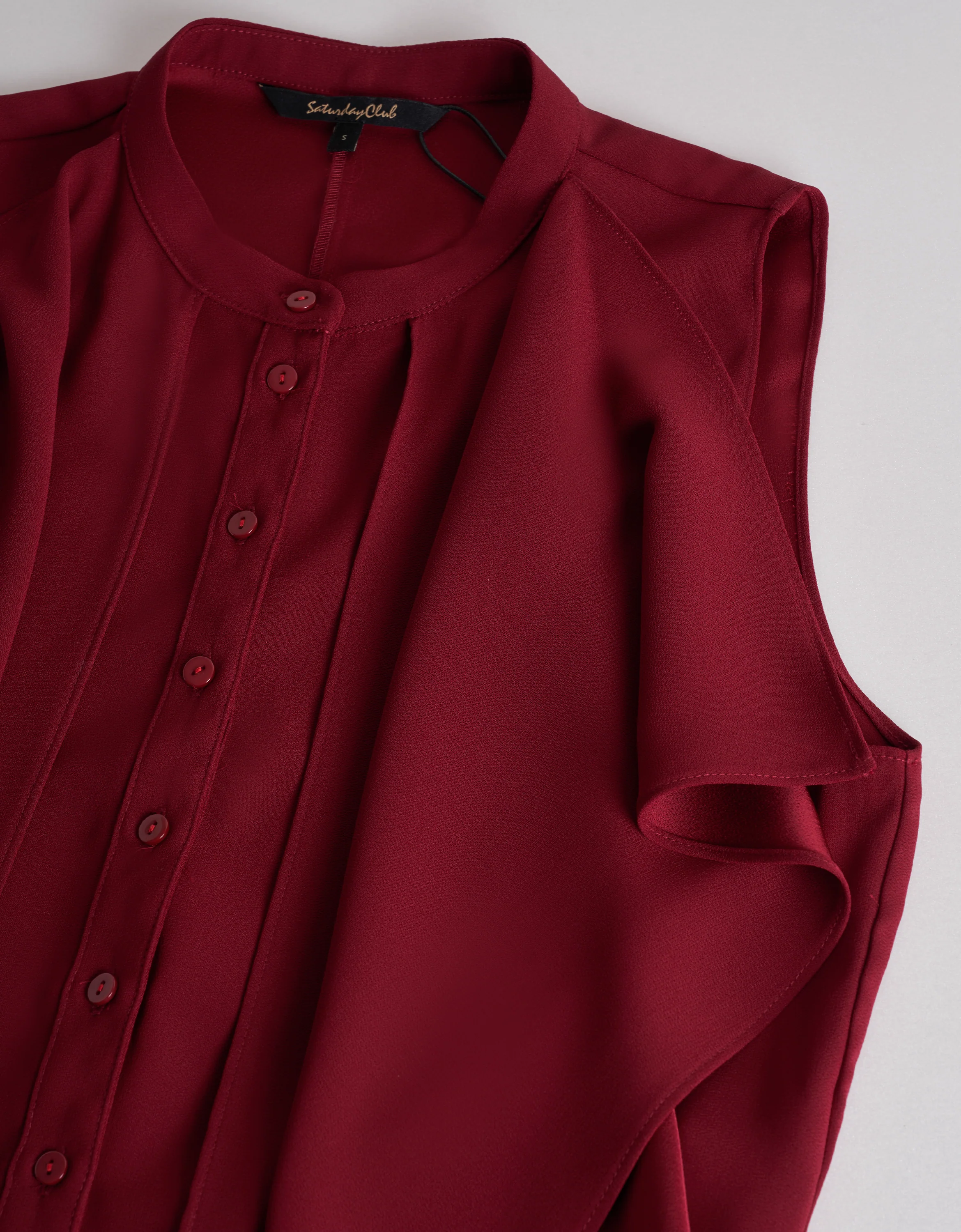 Front Ruffle Stand Collar Top - Image 6