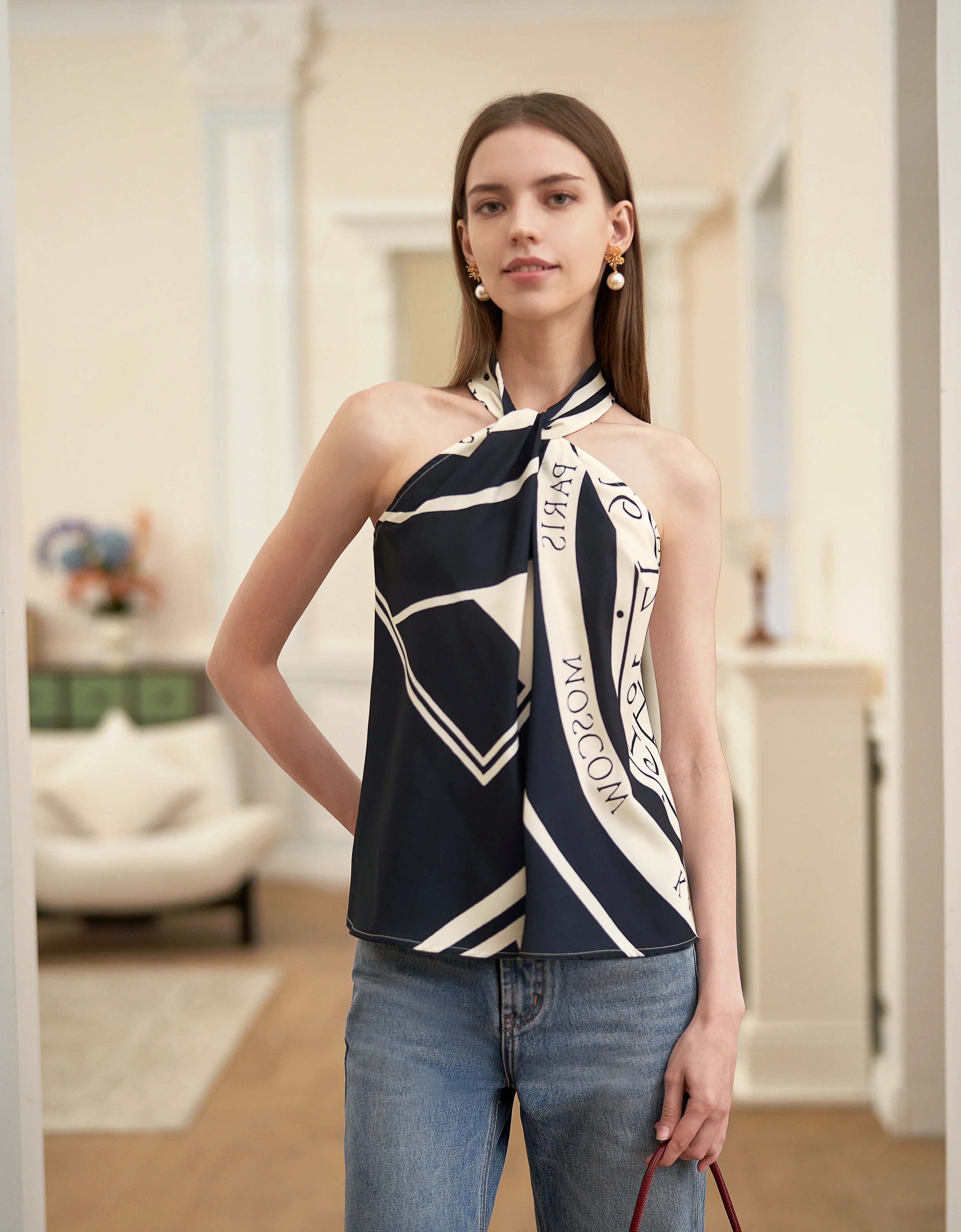 Geometric Print Halterneck Top - Image 11