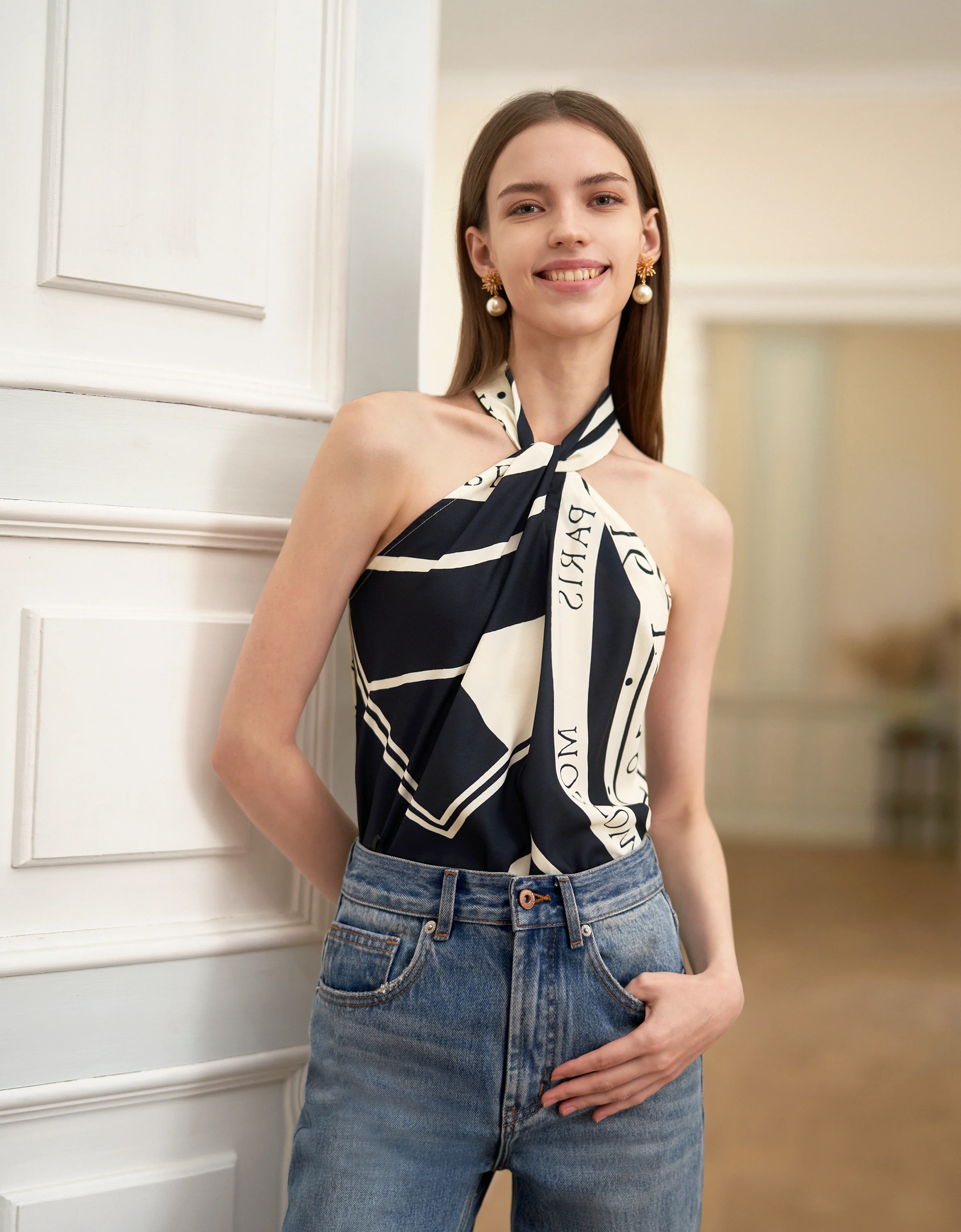 Geometric Print Halterneck Top - Image 9