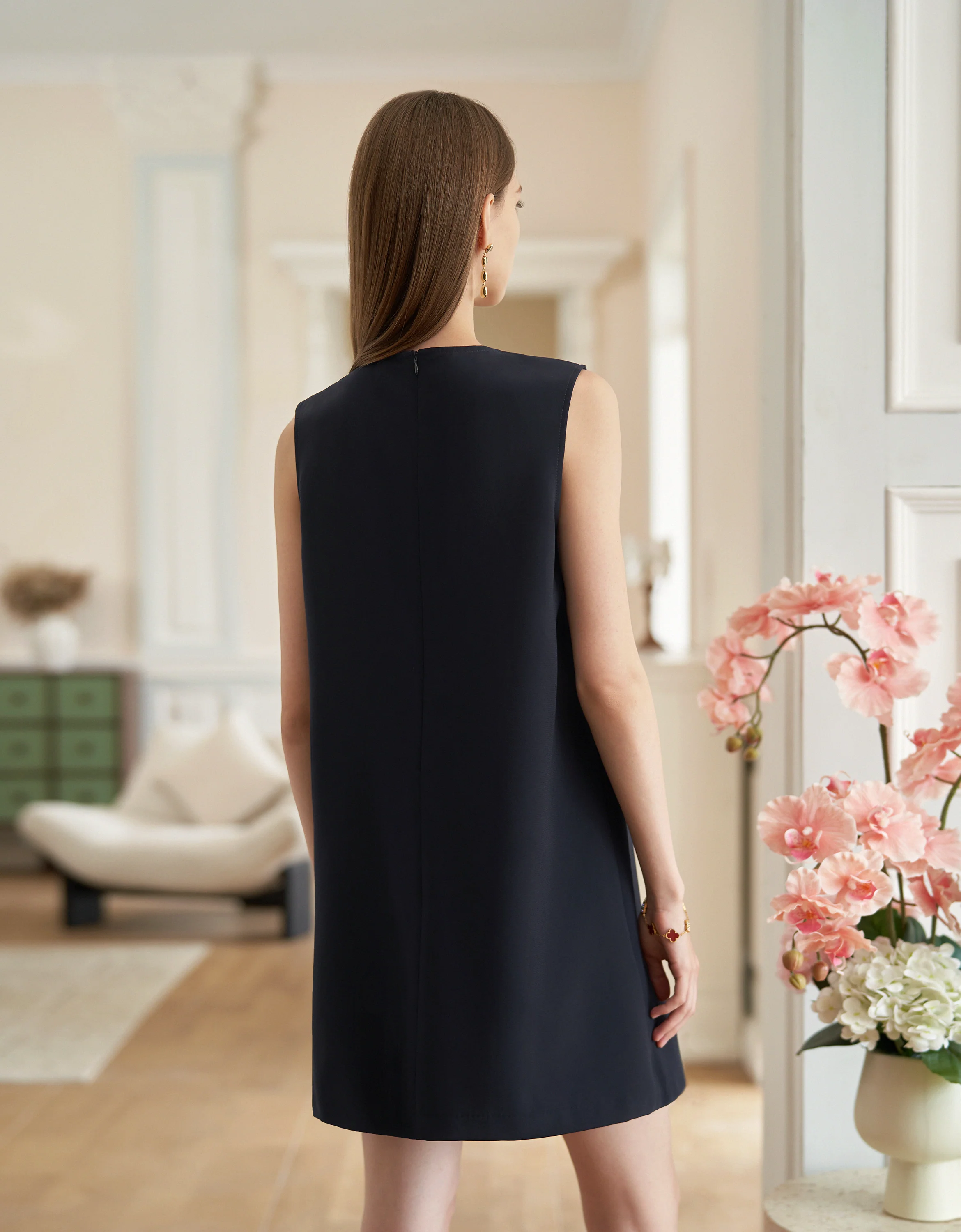Gradient Pleated Panel Sleeveless Dress - Image 3