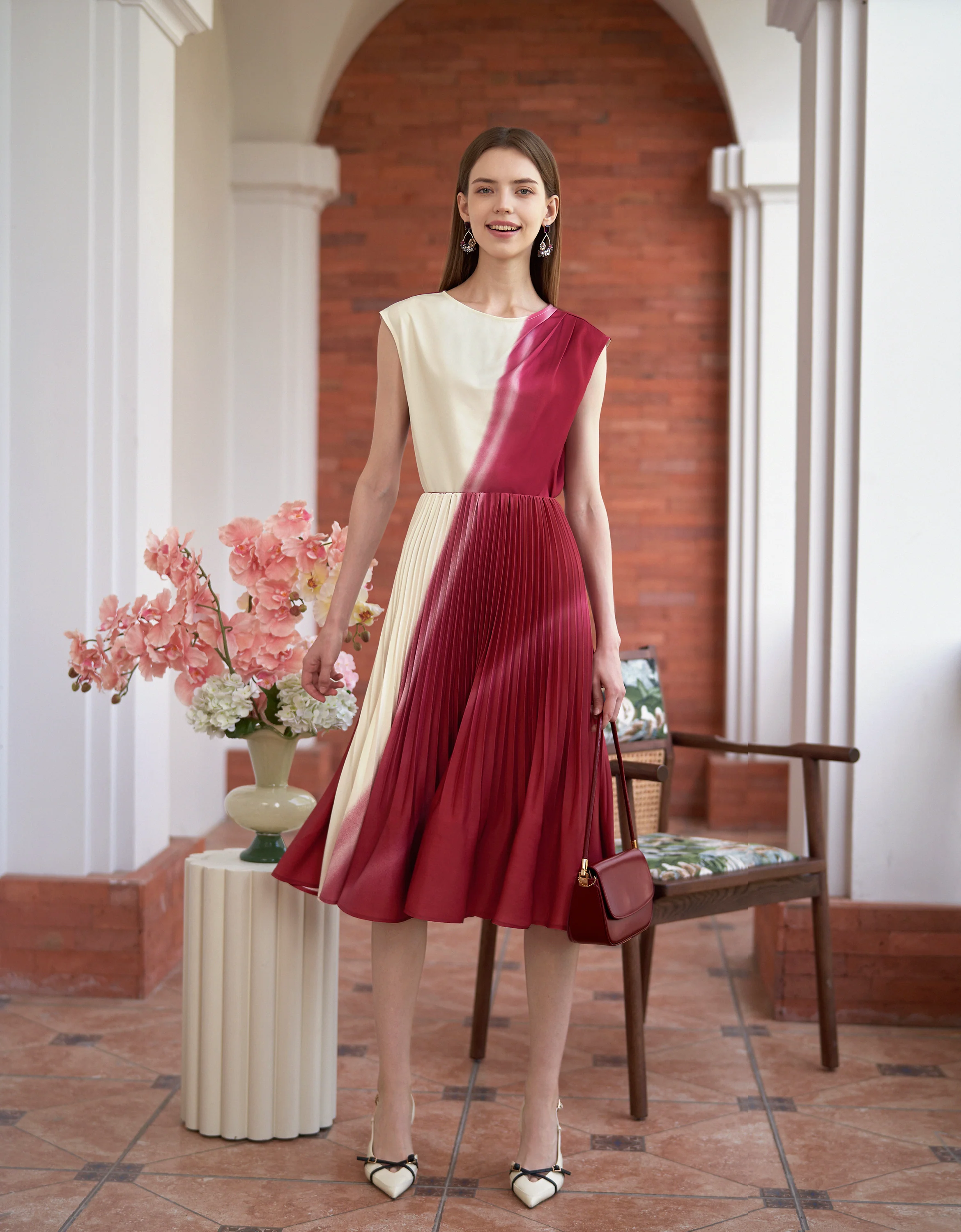 Gradient Print Pleated Midi Skirt - Image 3