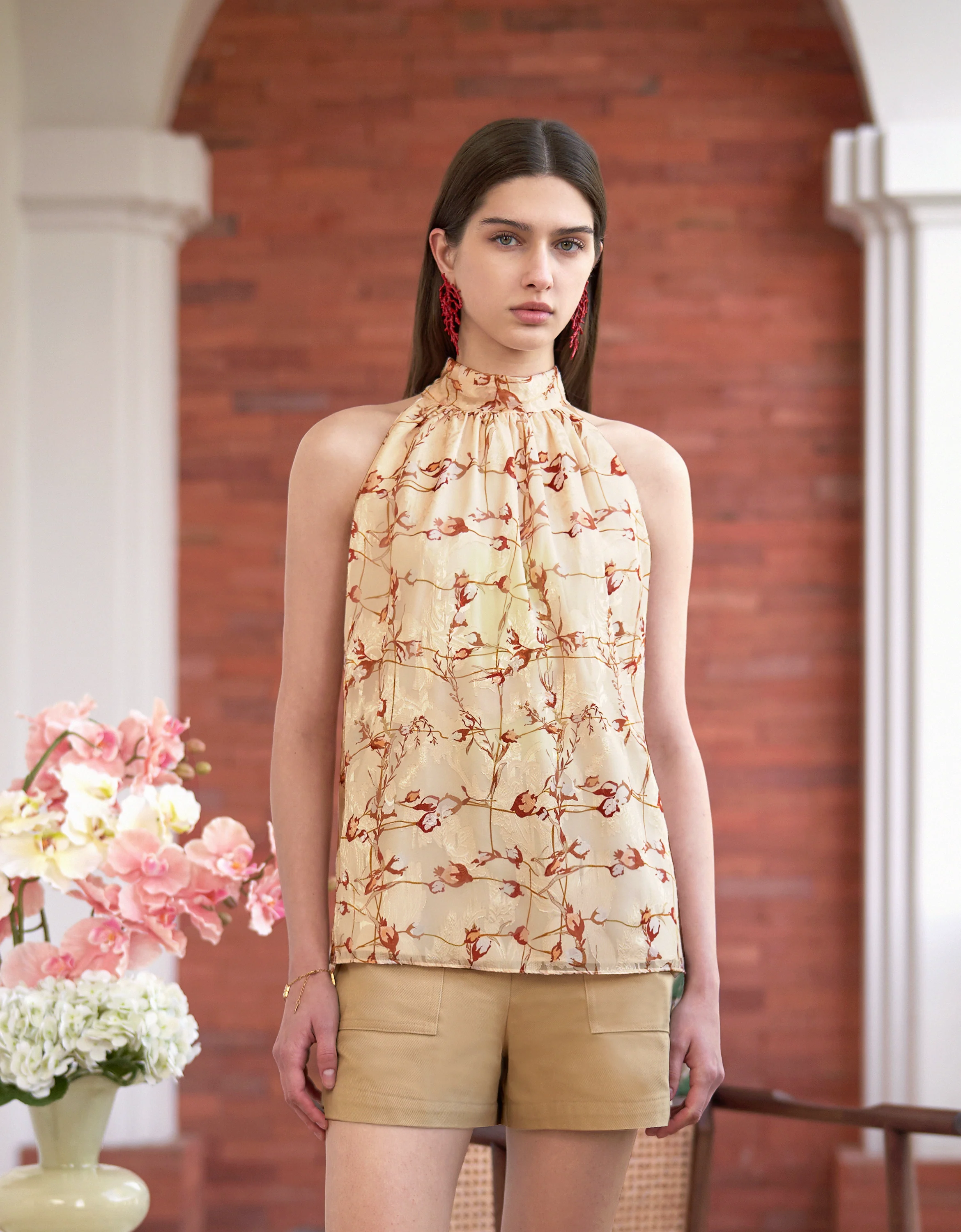 Halterneck Floral Top