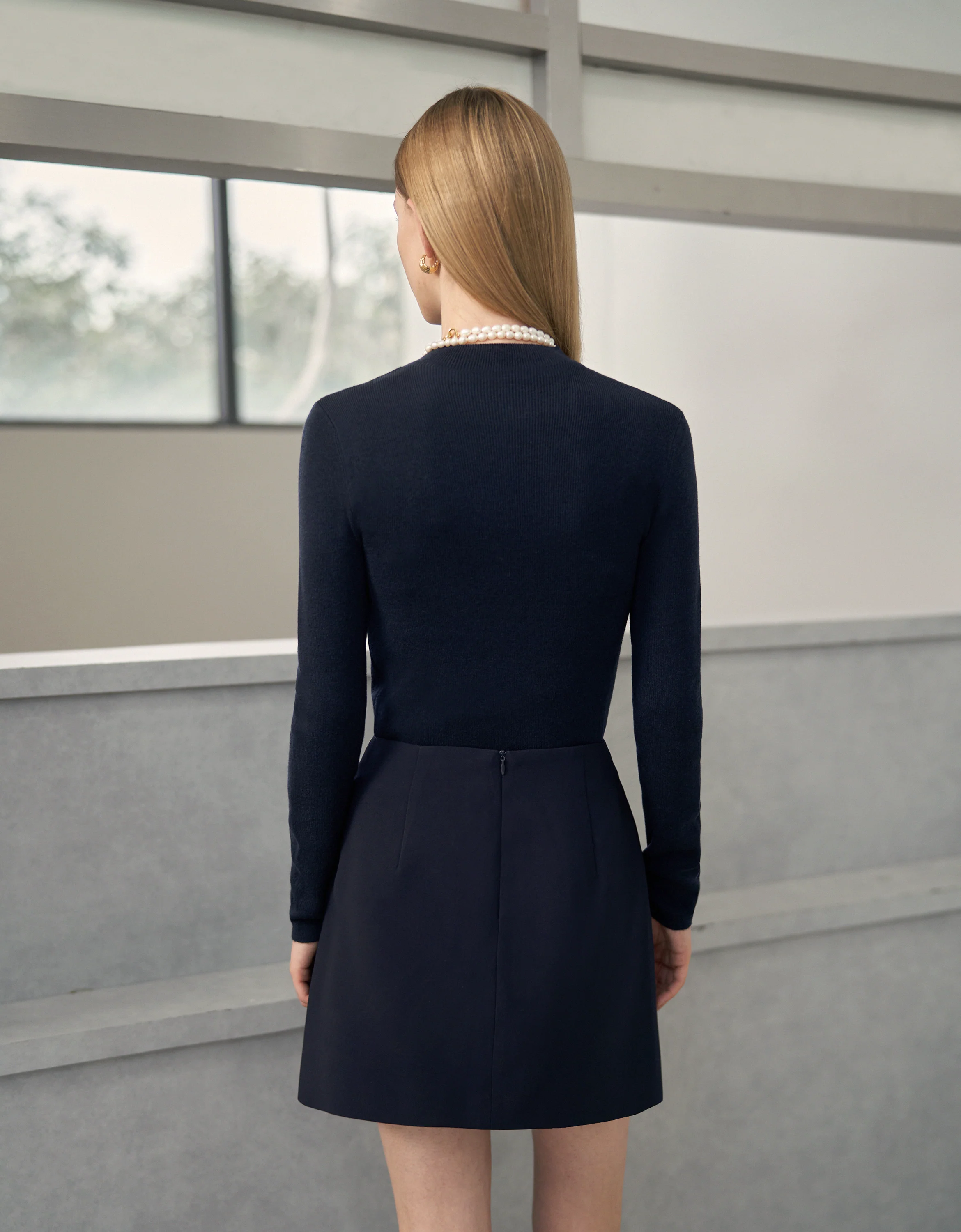 High Neck Long Sleeve Knit Top - Image 3