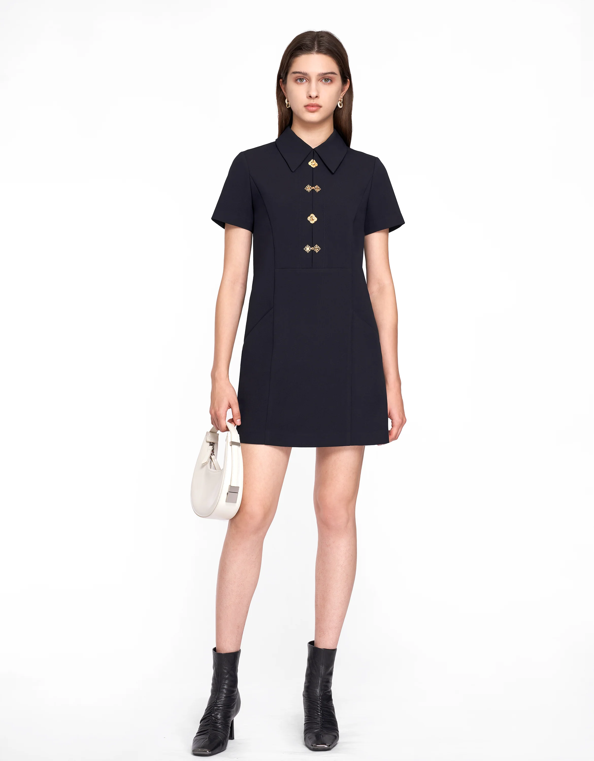 Intricate Button Collared Shift Dress - Image 11