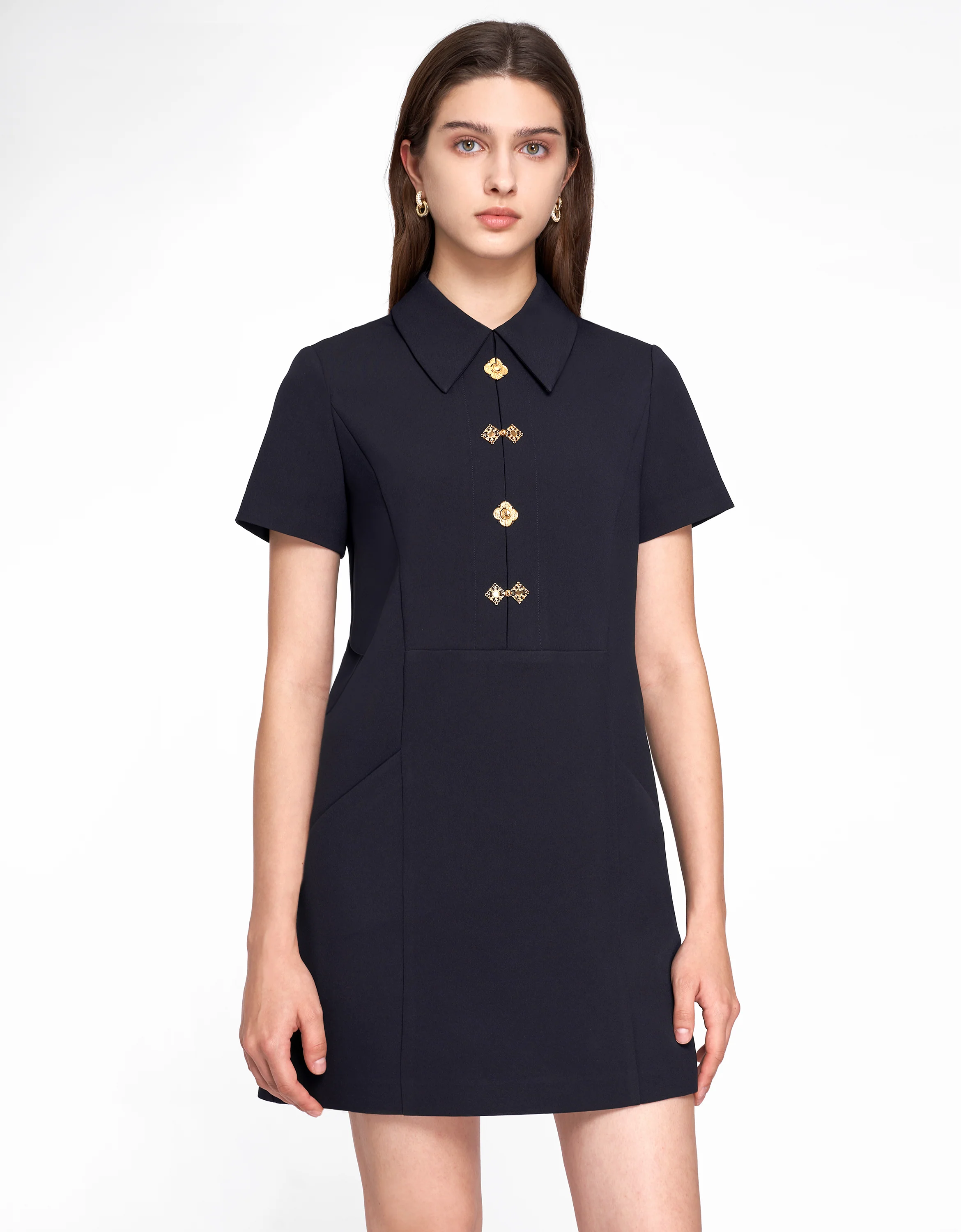 Intricate Button Collared Shift Dress - Image 12