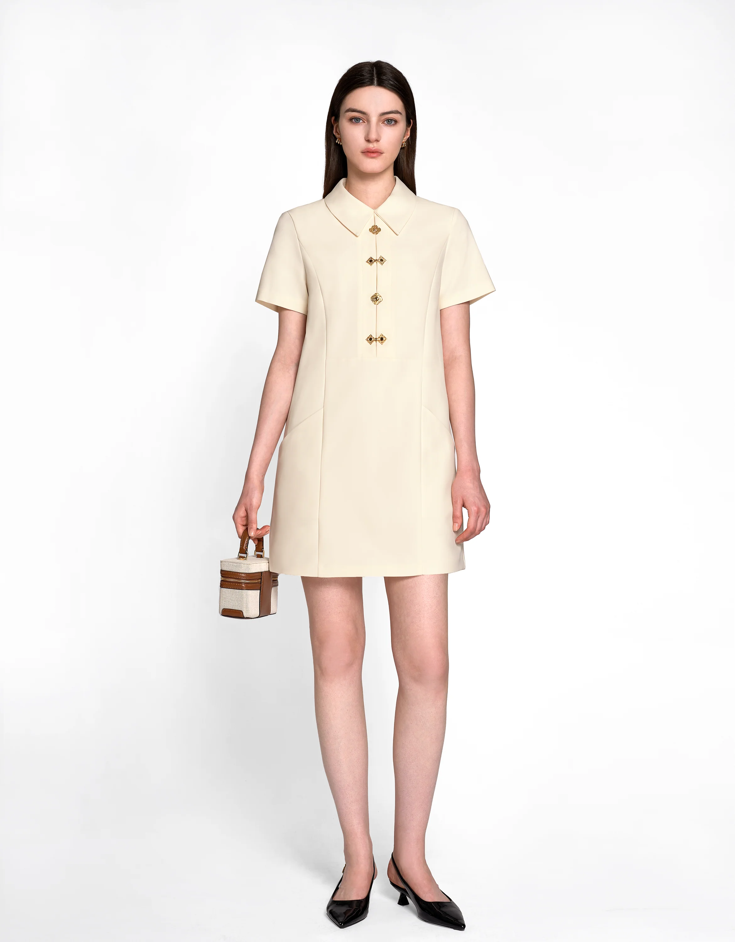 Intricate Button Collared Shift Dress - Image 23