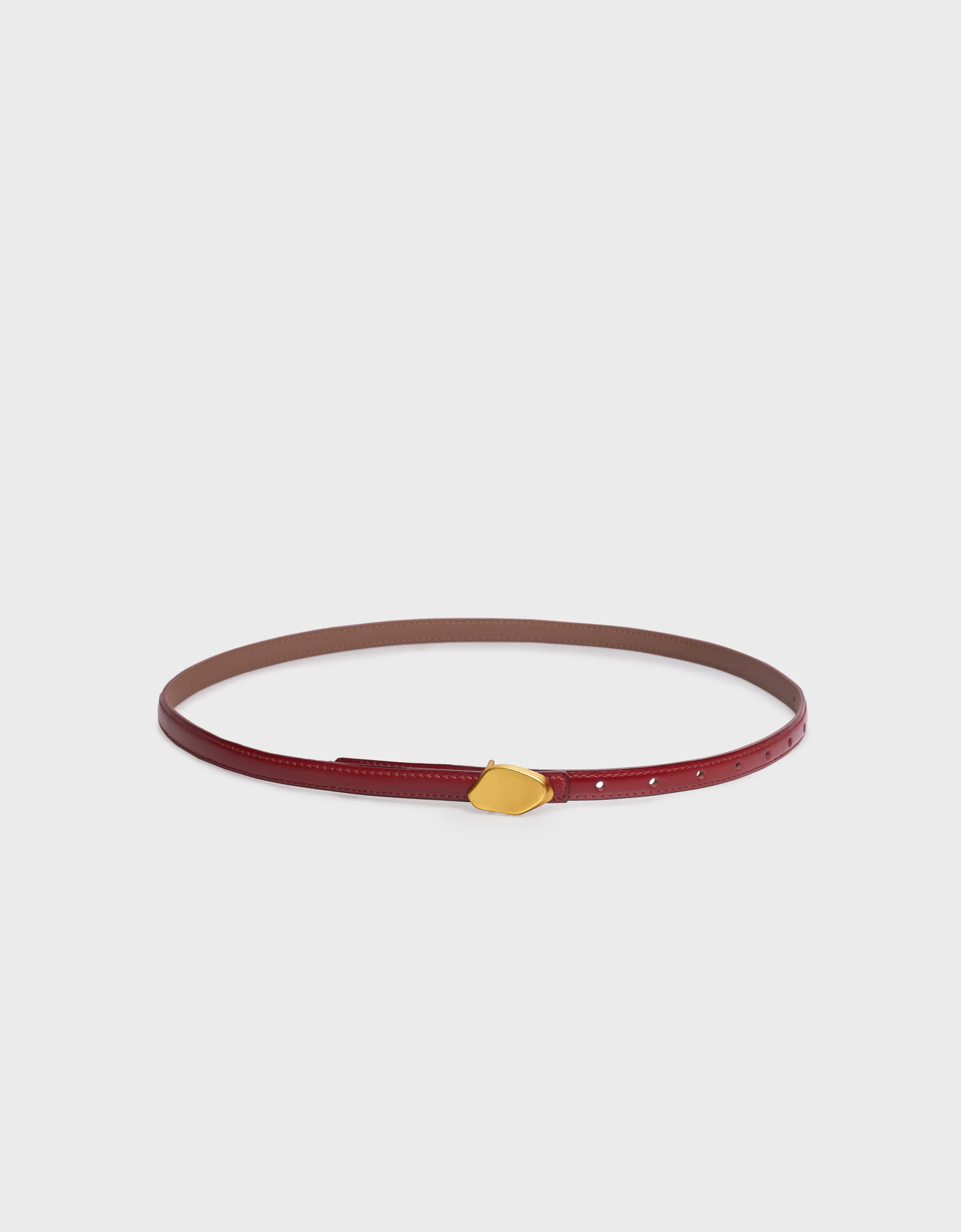 Irregular Metal Buckle Thin Leather Belt