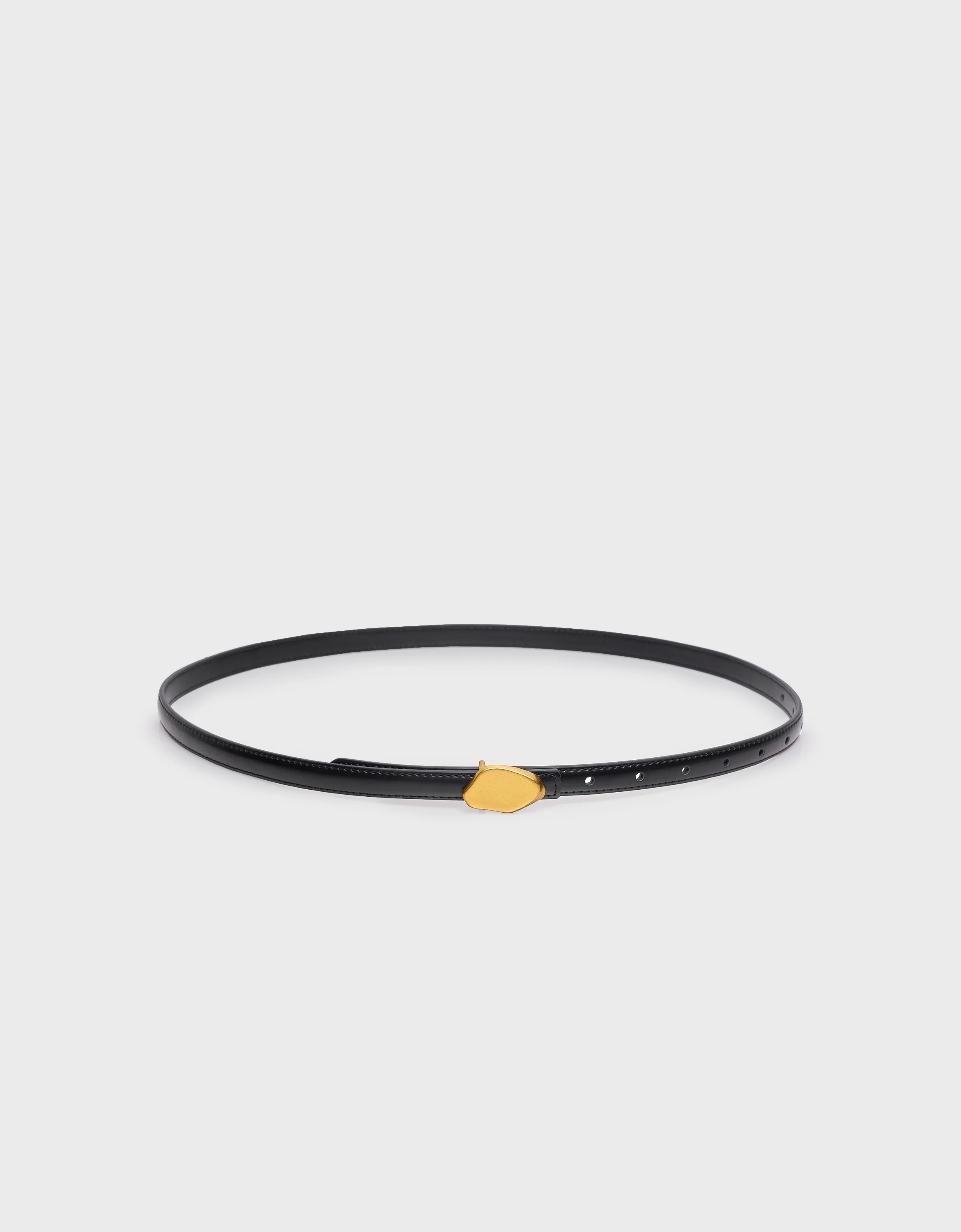 Irregular Metal Buckle Thin Leather Belt - Image 11