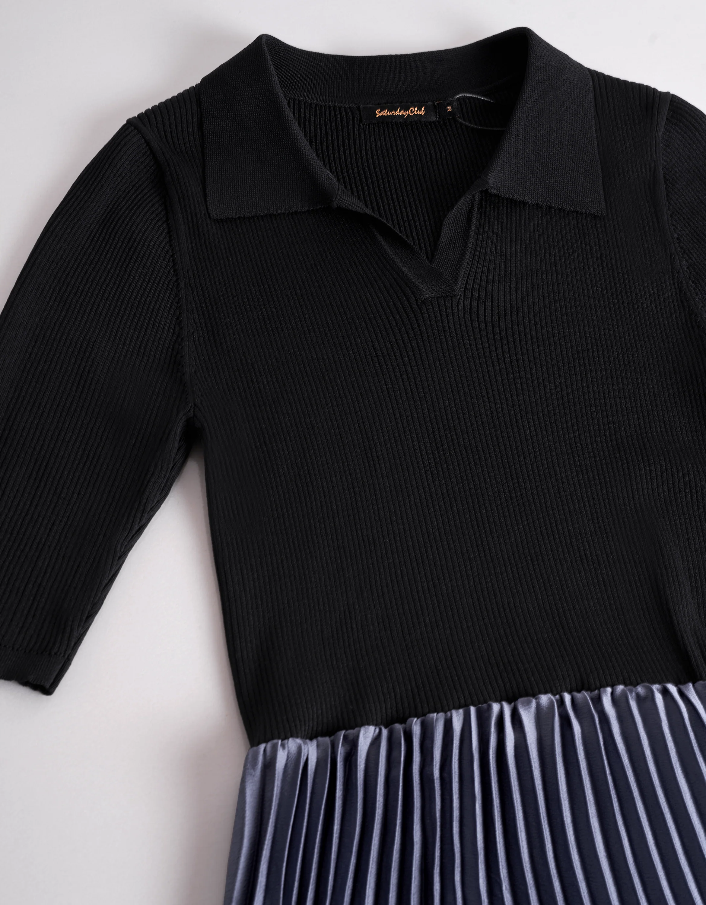 Knit Top Pleated Skirt Midi Dress - Image 4