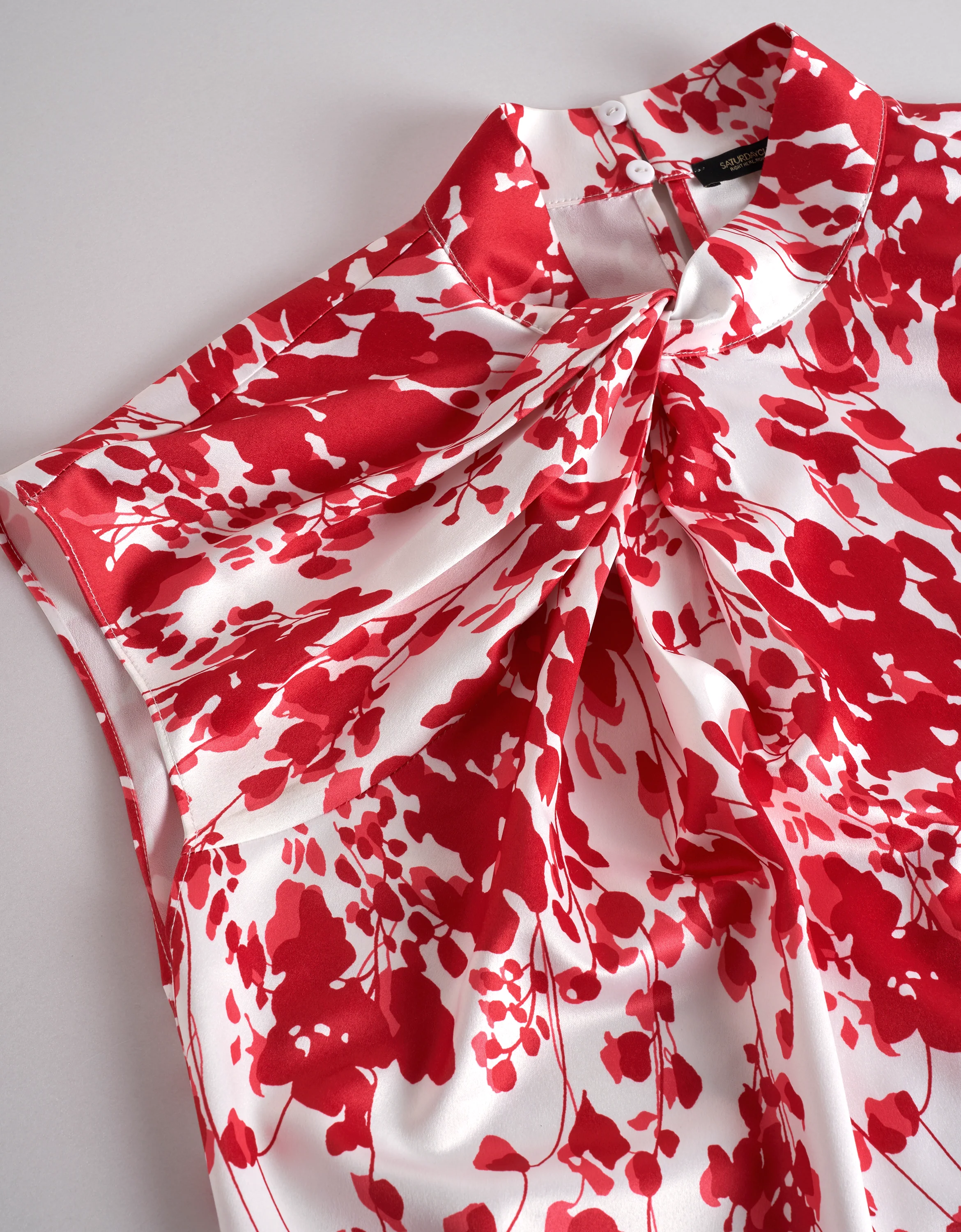Knot Collar Floral Print Top - Image 6