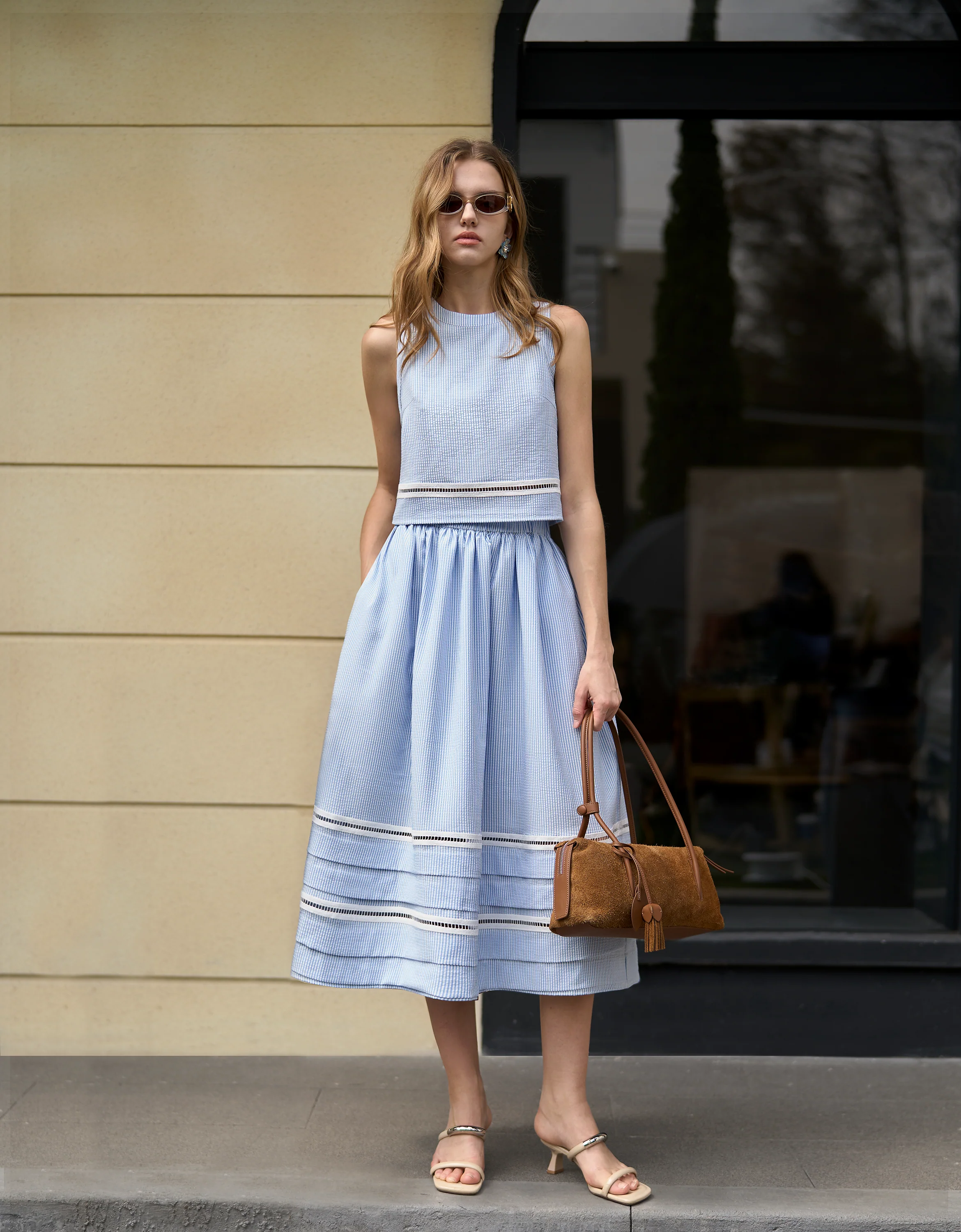 Lace Insert Striped Sleeveless Top - Image 5