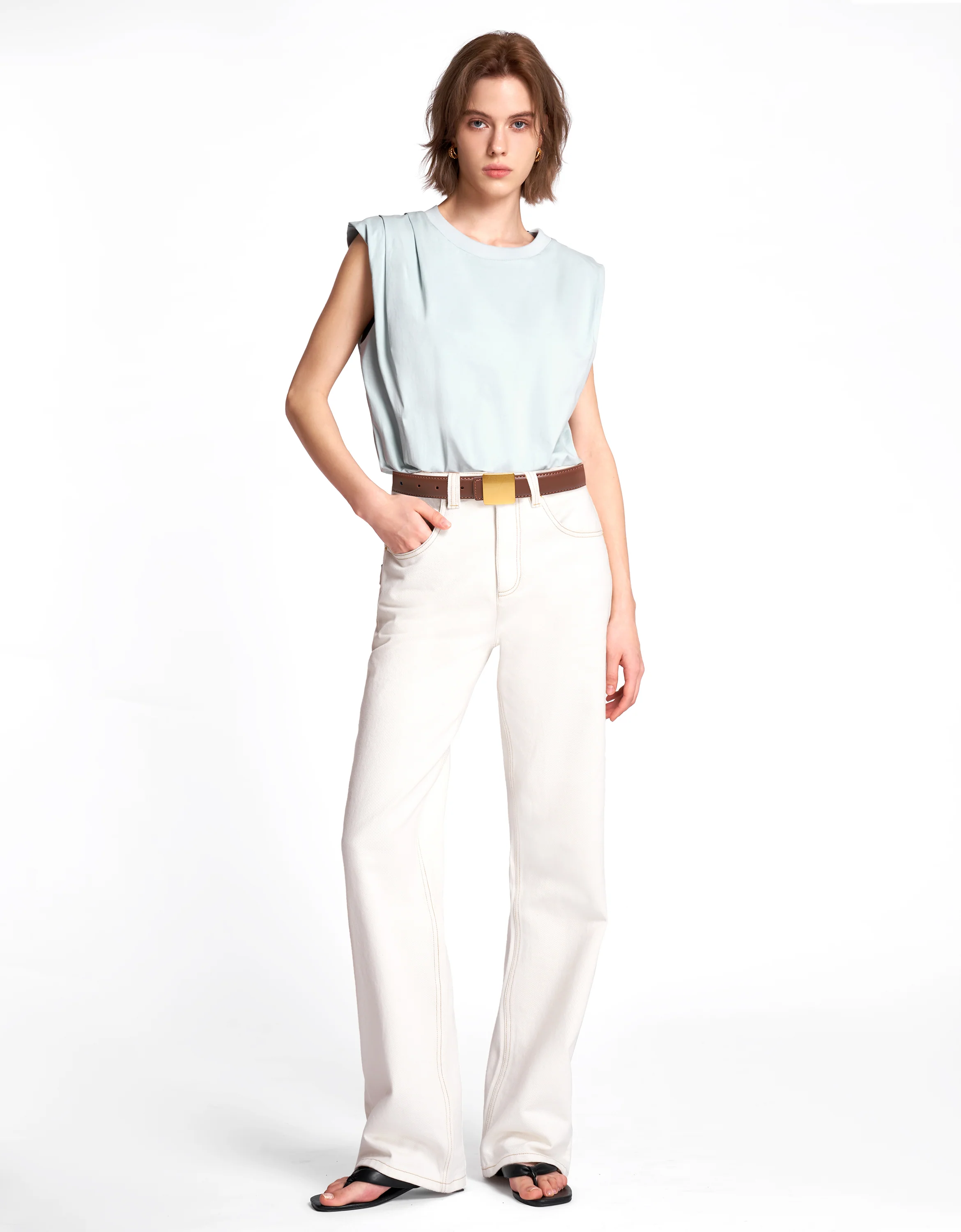 Leather Belt With Square Buckle - Image 12