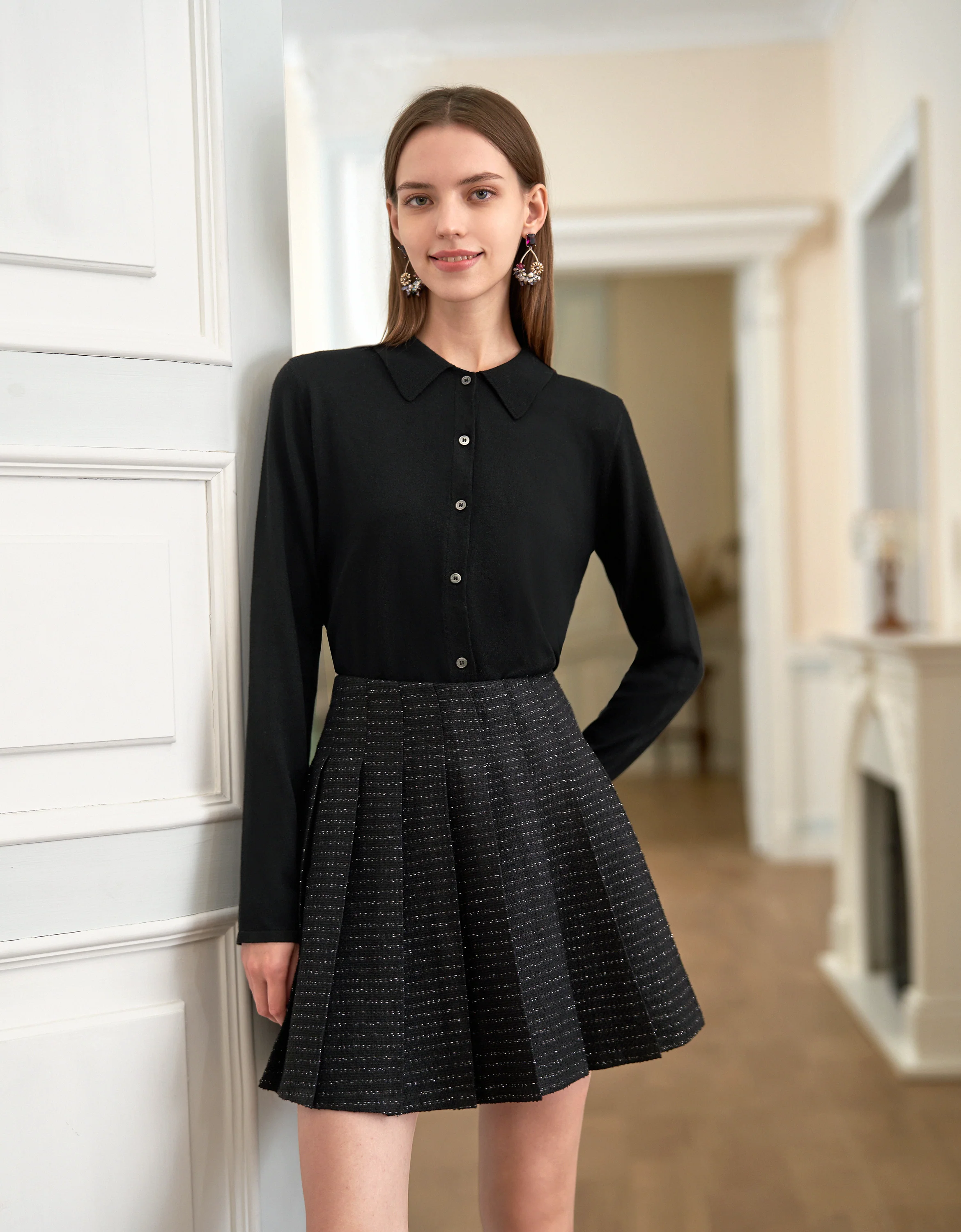 Long Sleeve Button Up Knit Shirt