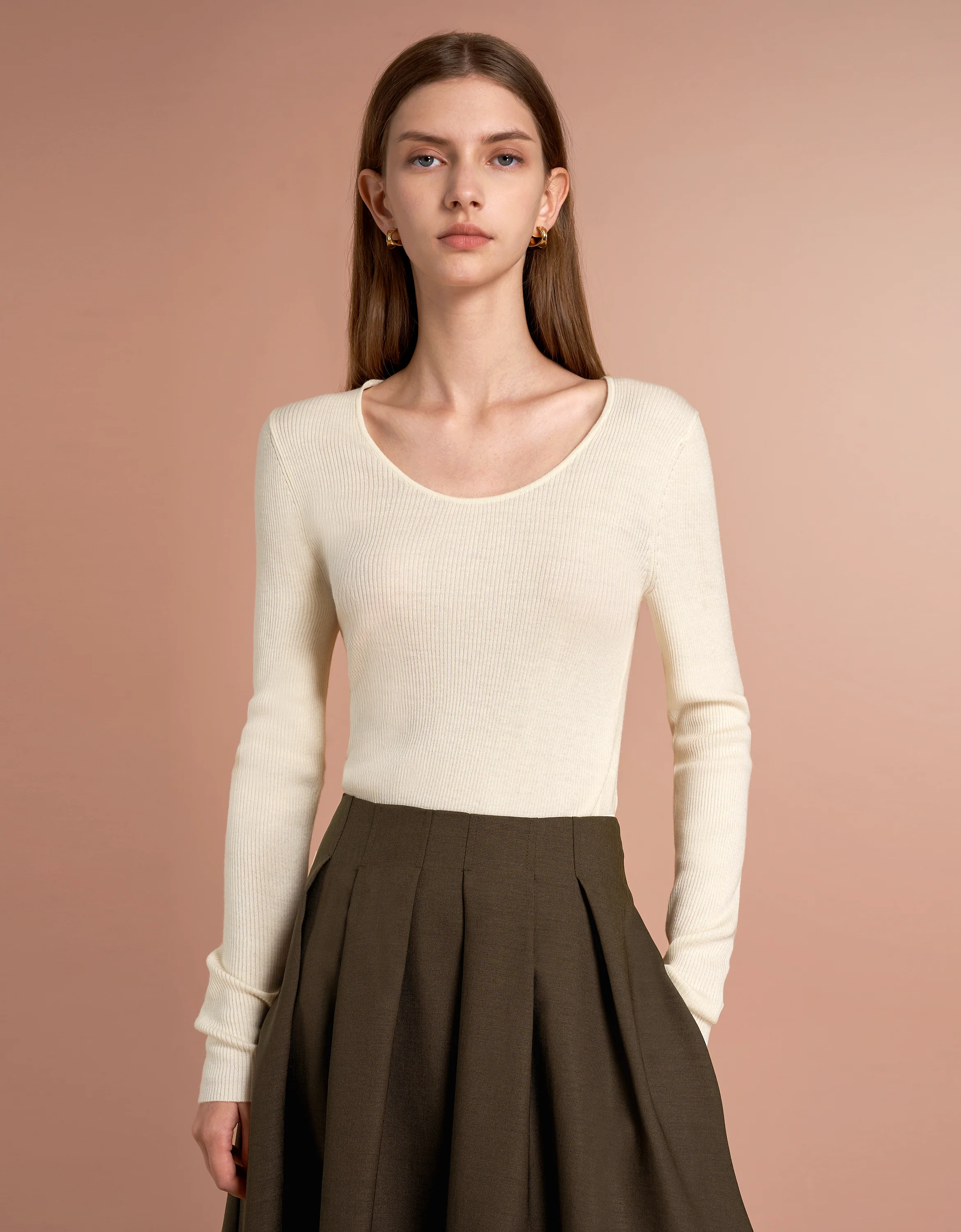 Long Sleeve Wool Knit Top - Image 2
