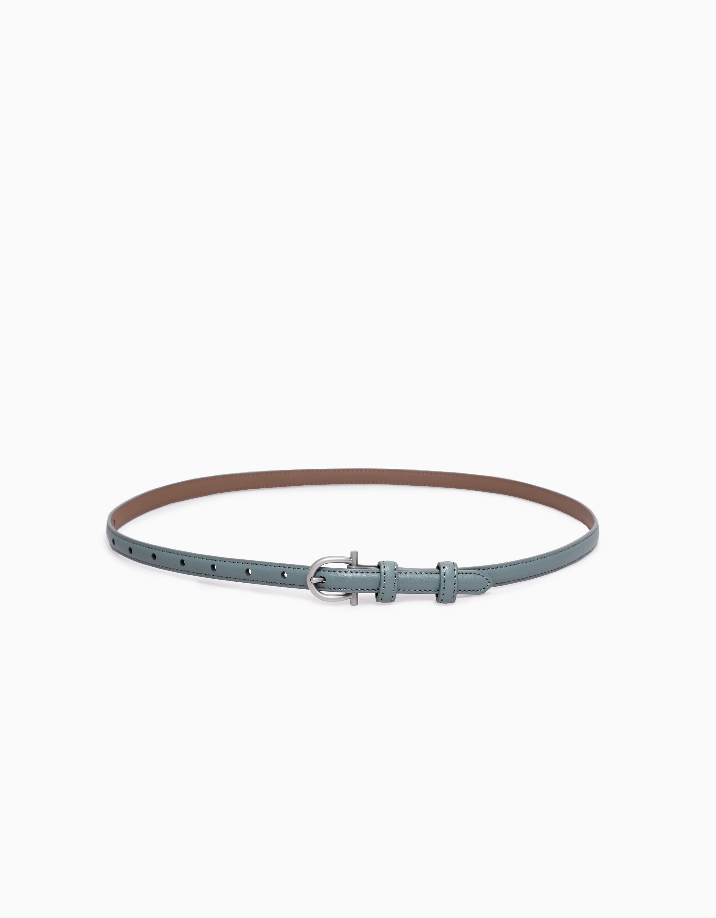 Metal Buckle Thin Leather Belt
