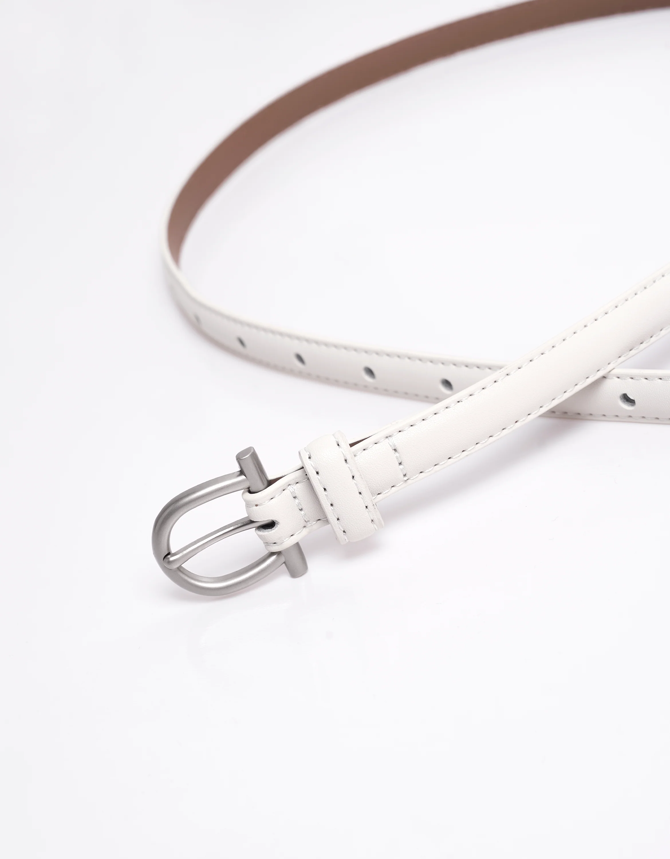 Metal Buckle Thin Leather Belt - Image 10
