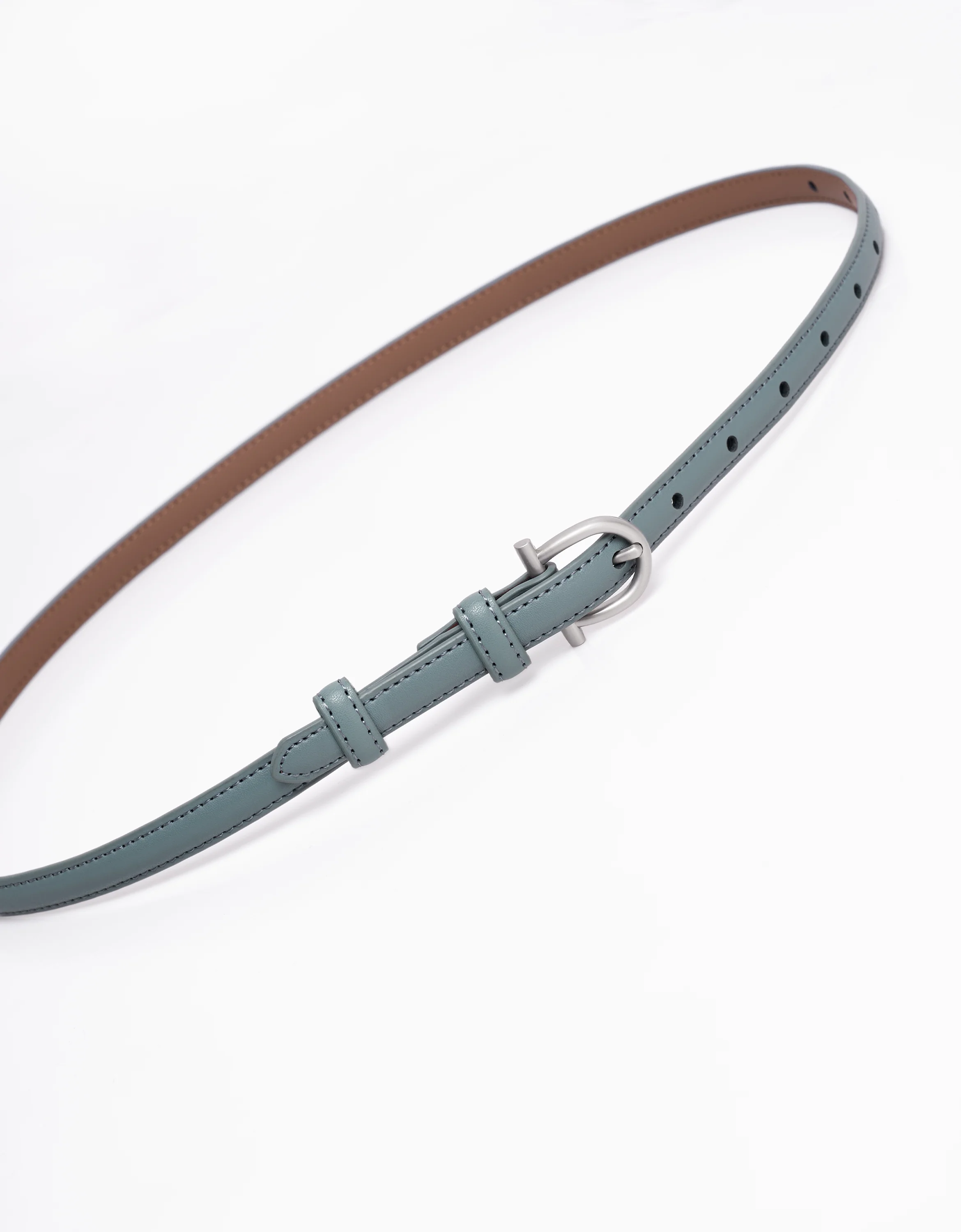 Metal Buckle Thin Leather Belt - Image 2
