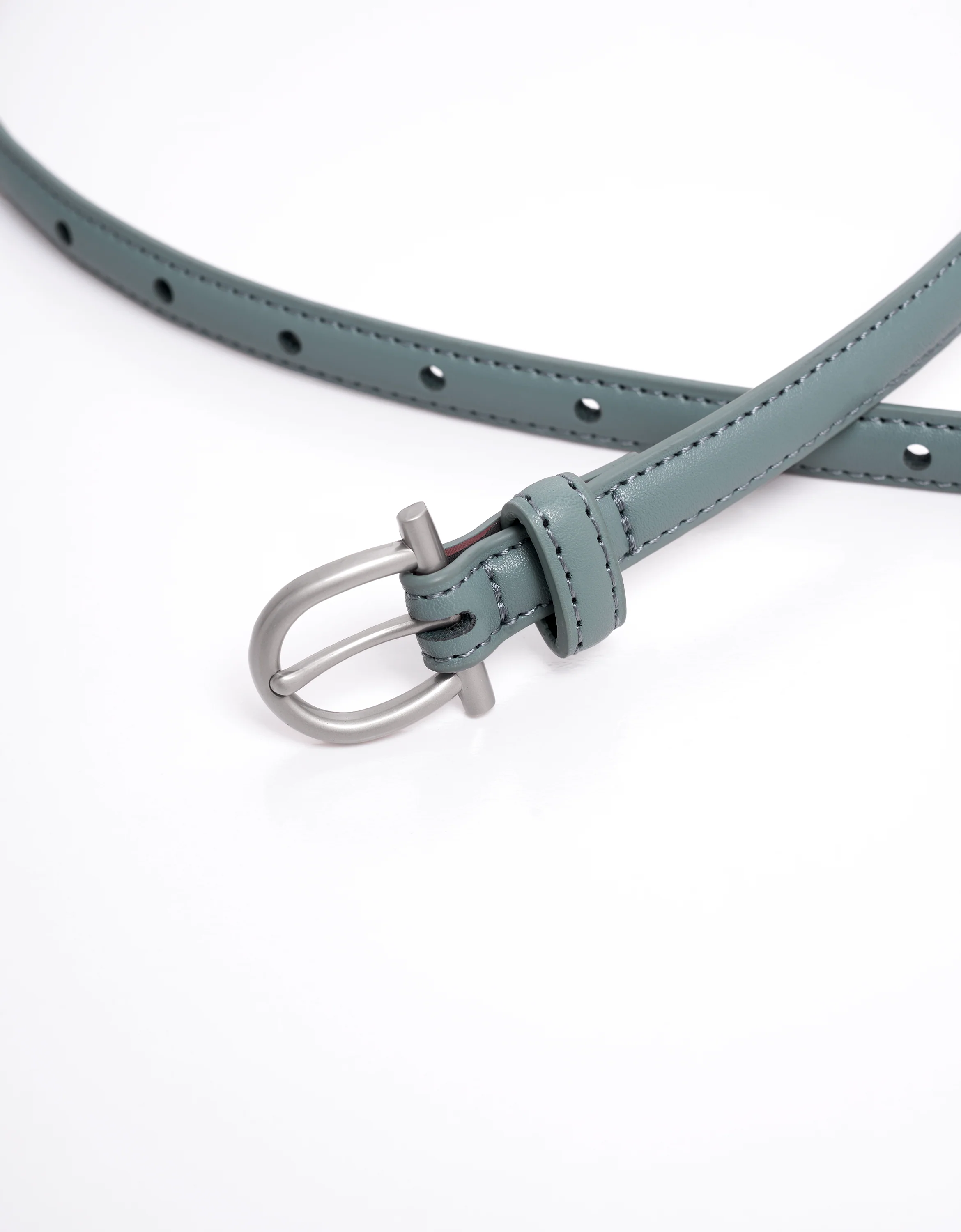 Metal Buckle Thin Leather Belt - Image 3