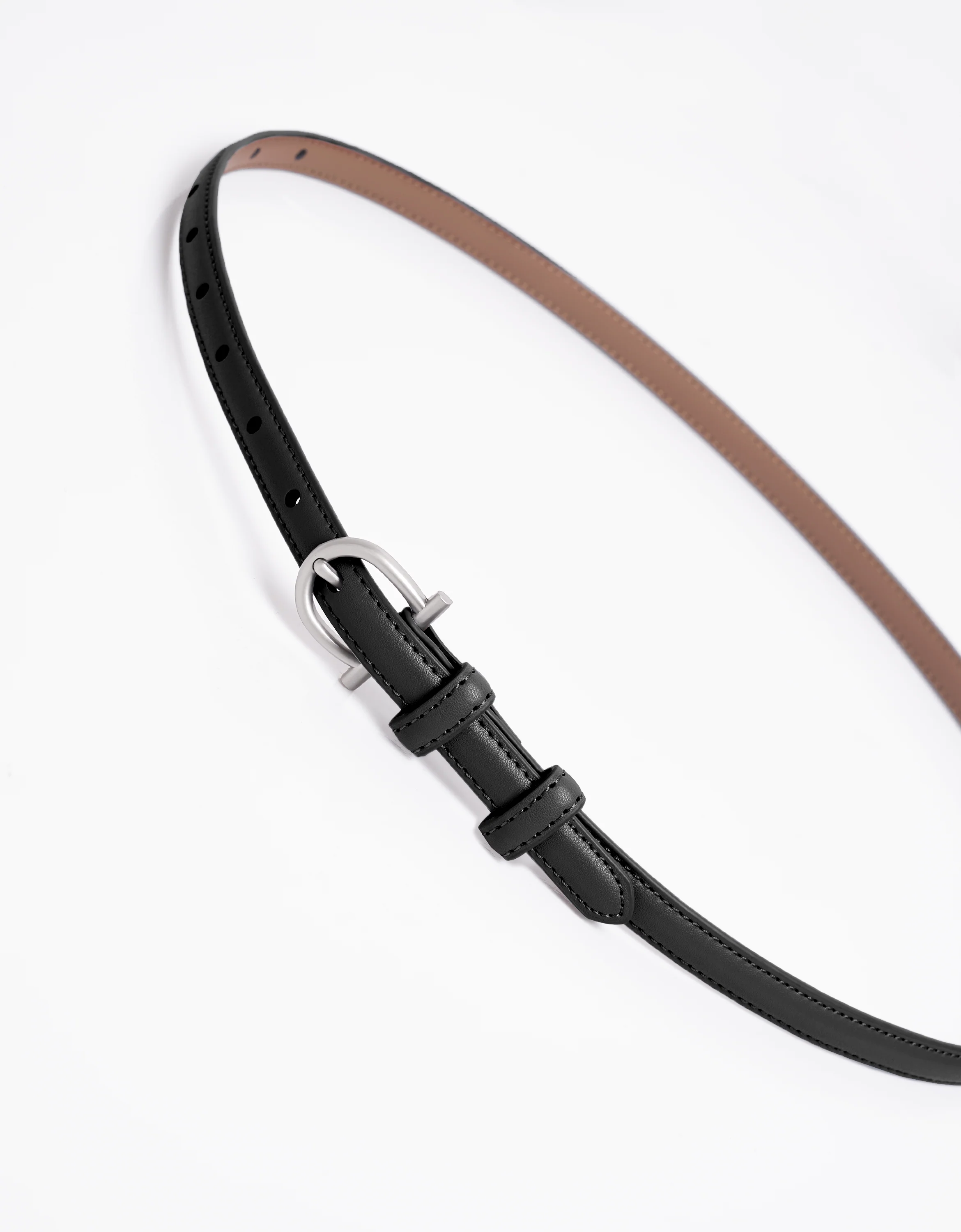 Metal Buckle Thin Leather Belt - Image 6