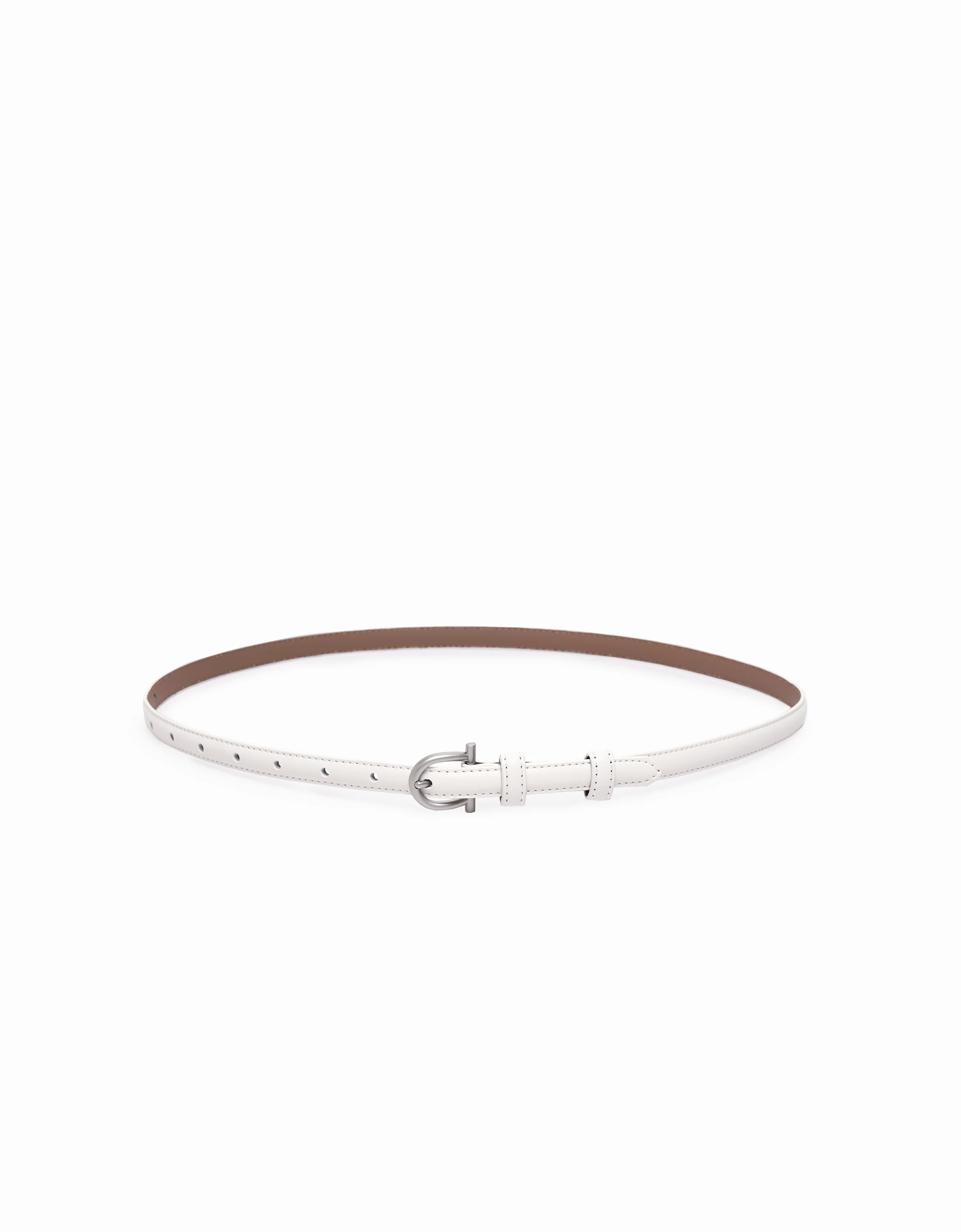 Metal Buckle Thin Leather Belt - Image 8