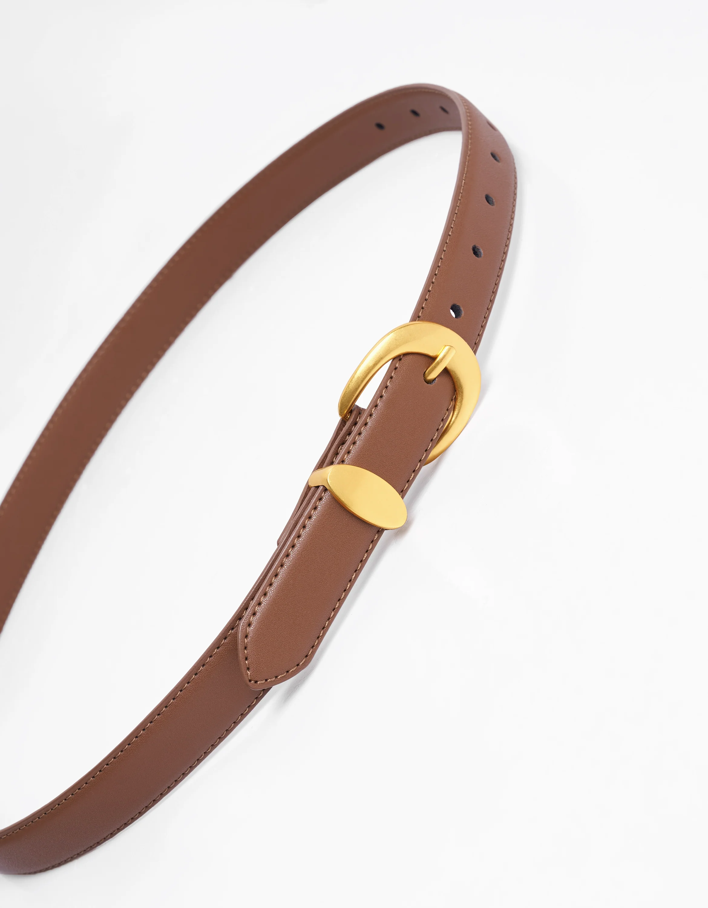 Metal Horseshoe Buckle Leather Belt - Image 2