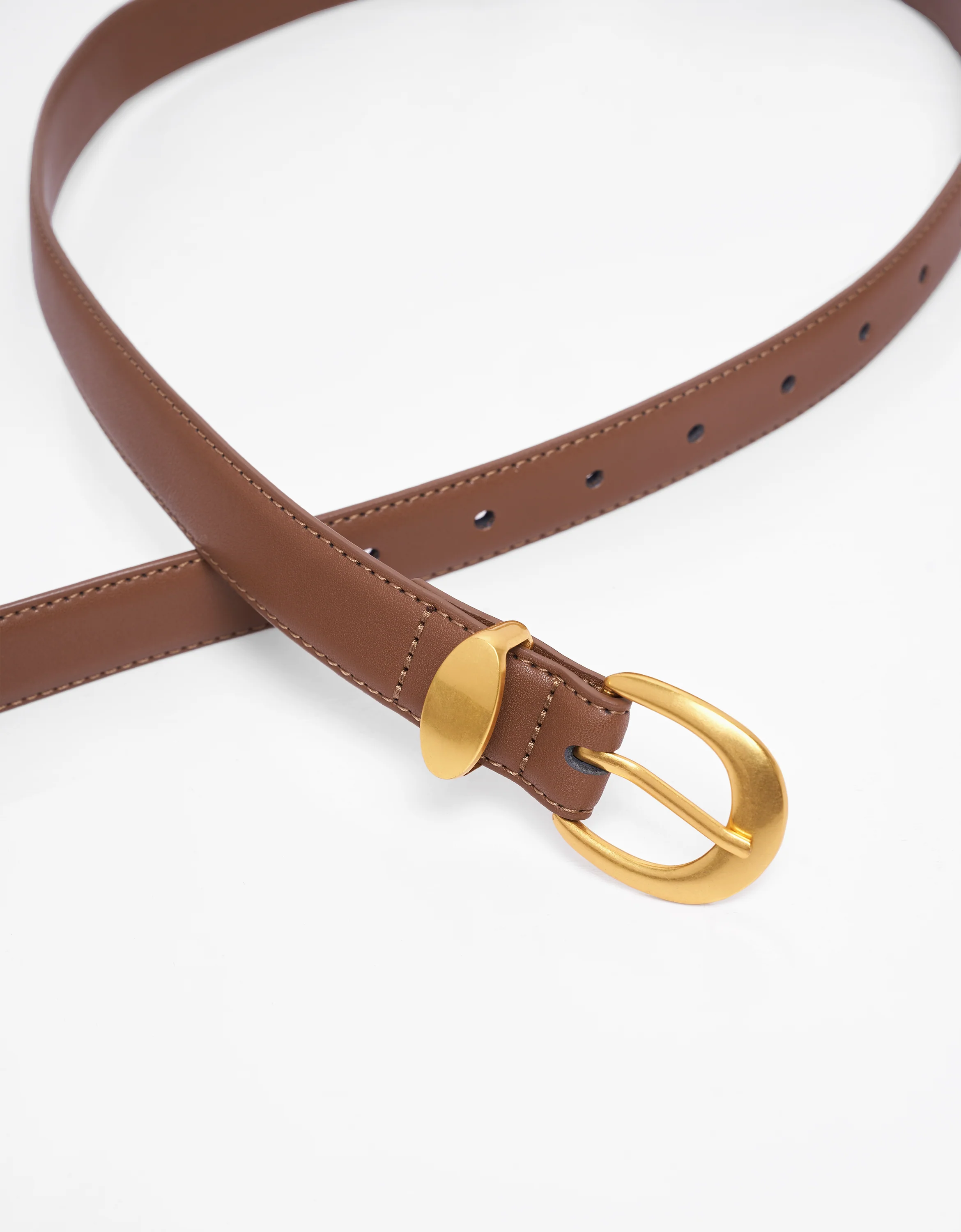 Metal Horseshoe Buckle Leather Belt - Image 3