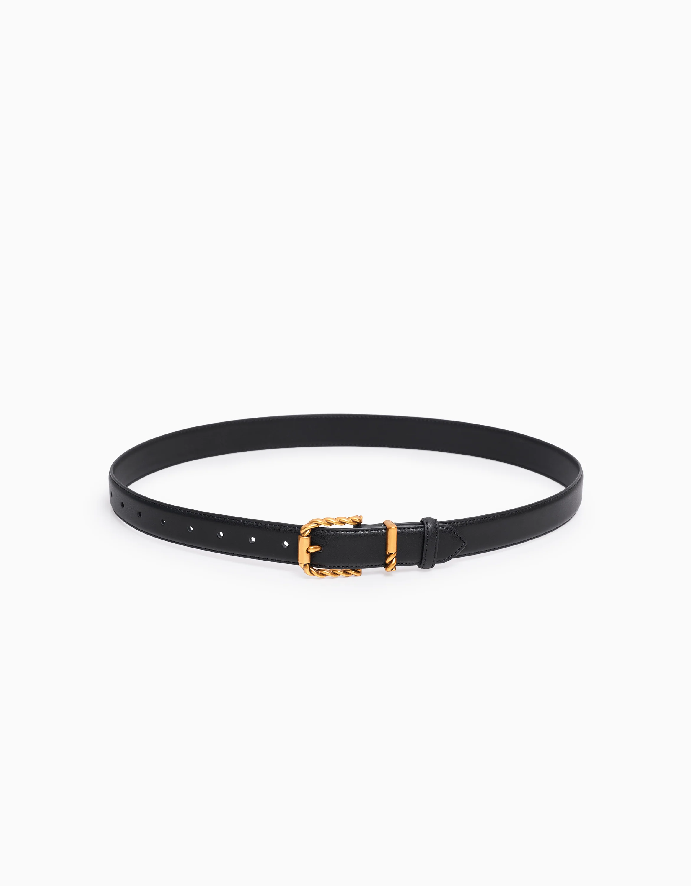 Metal Twist Buckle Leather Belt
