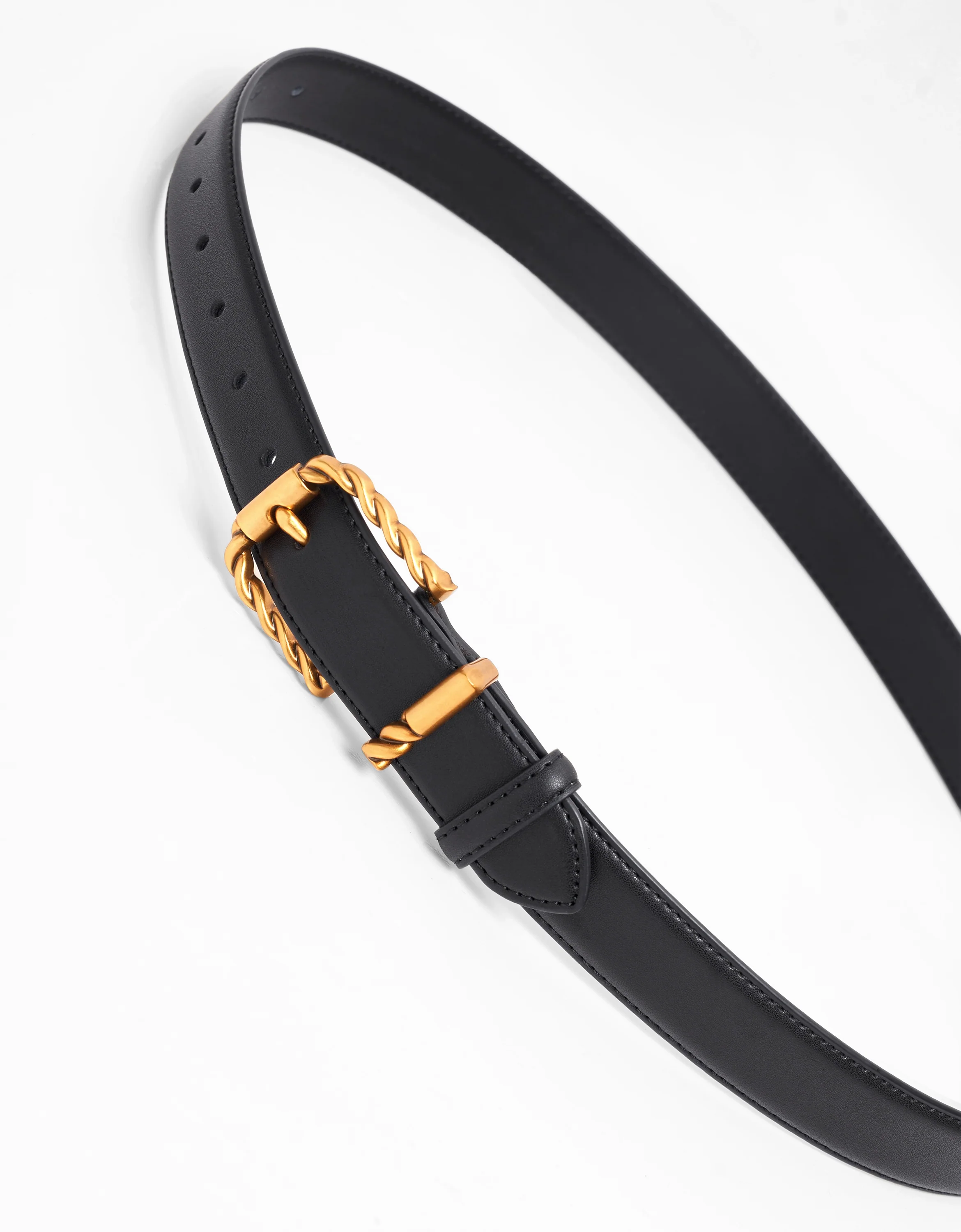 Metal Twist Buckle Leather Belt - Image 2