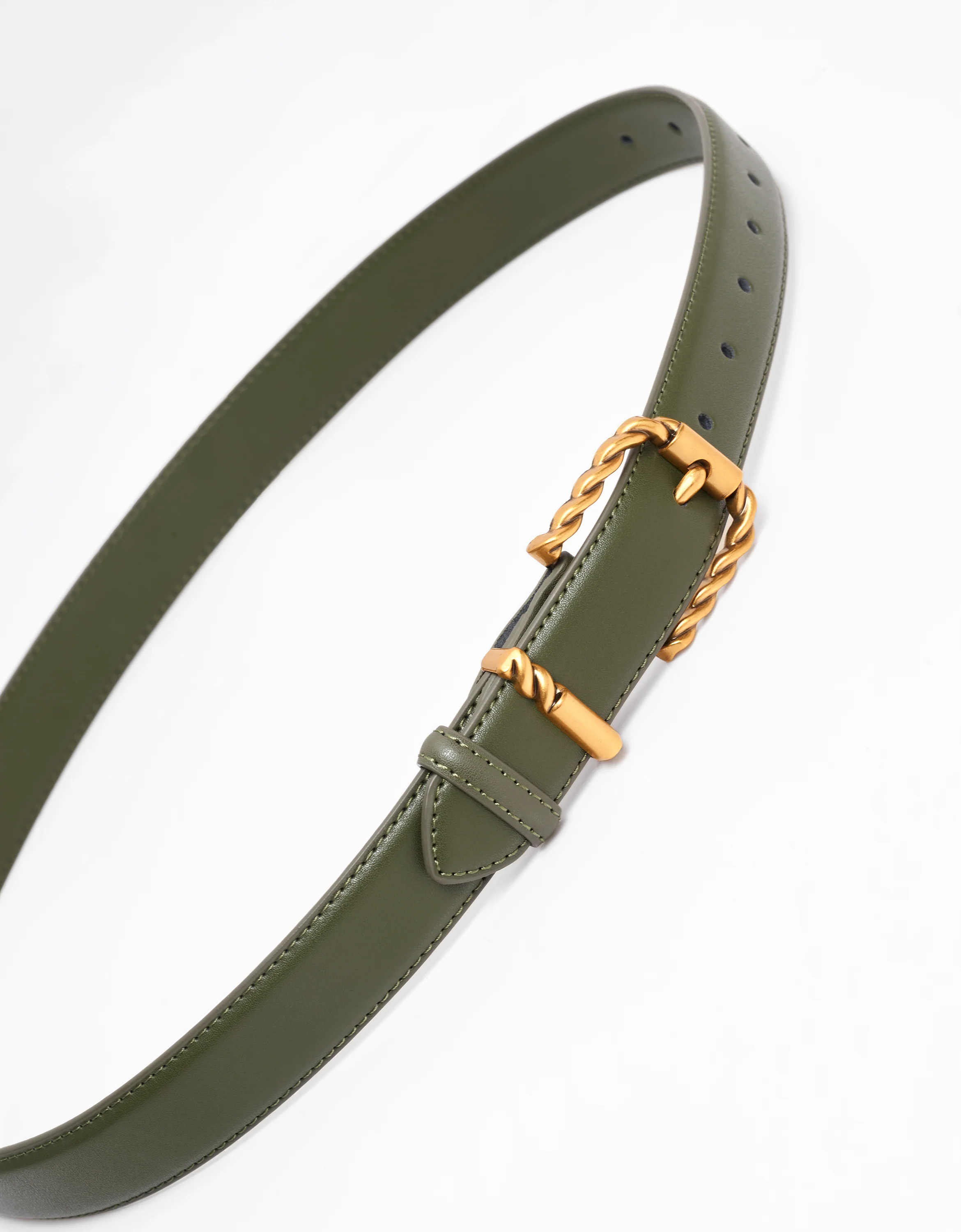 Metal Twist Buckle Leather Belt - Image 6