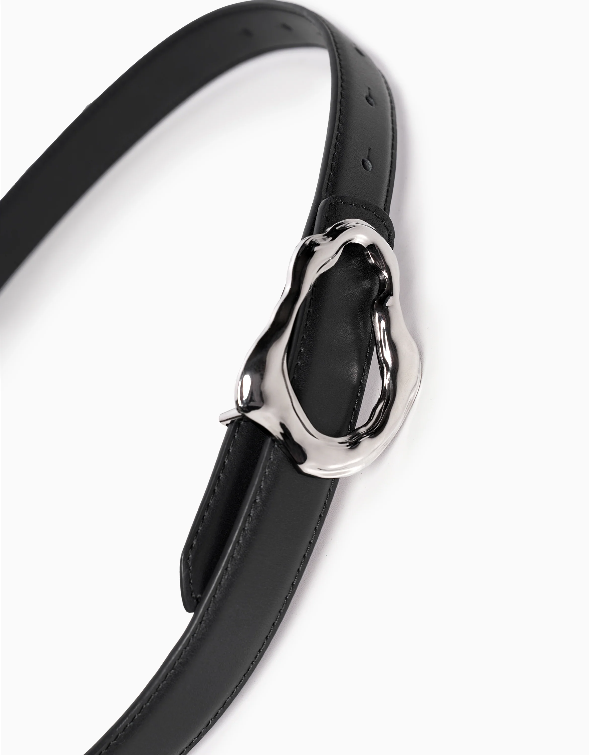 Metallic Buckle Leather Belt - Image 3