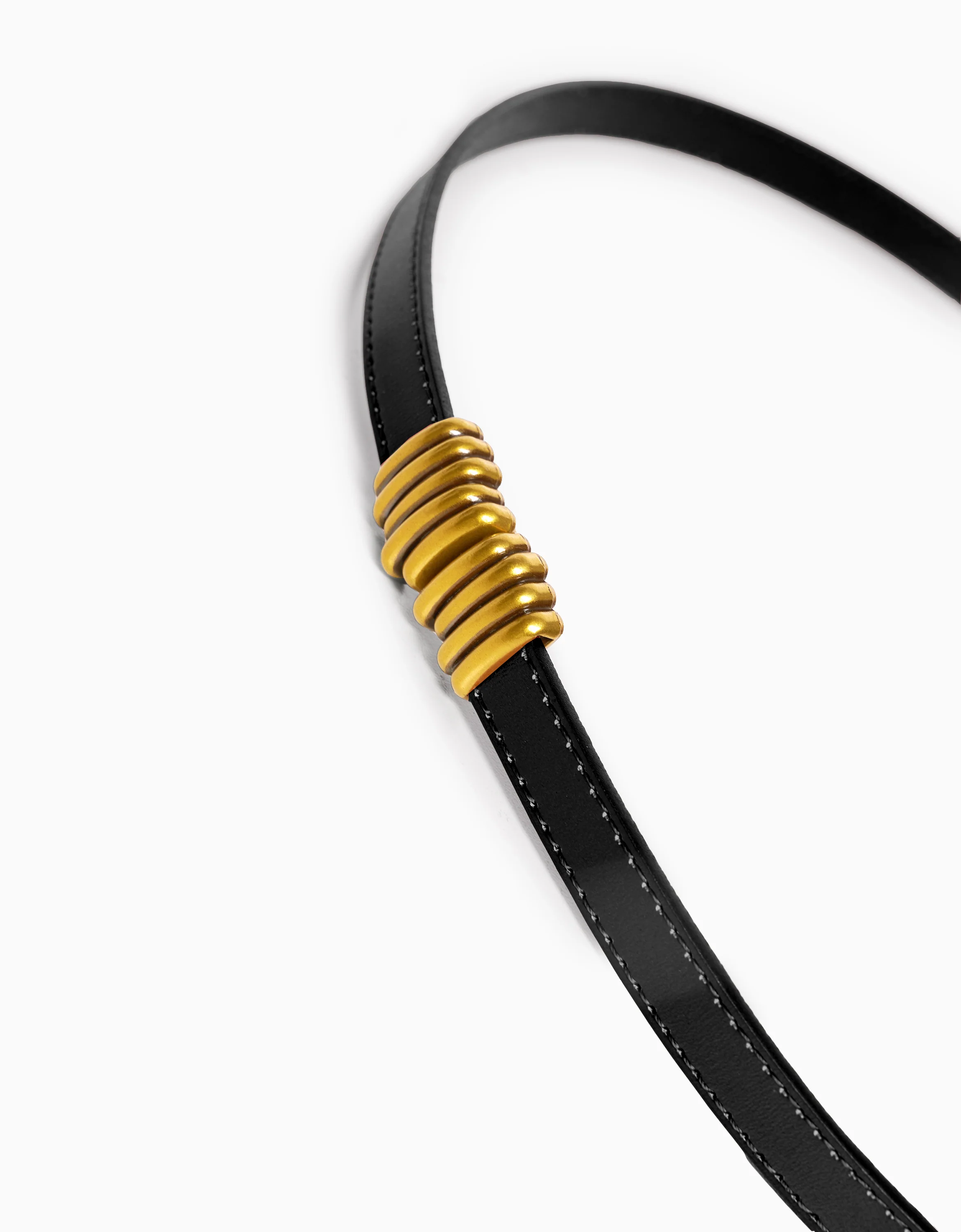 Metallic Detail Leather Thin Belt - Image 2
