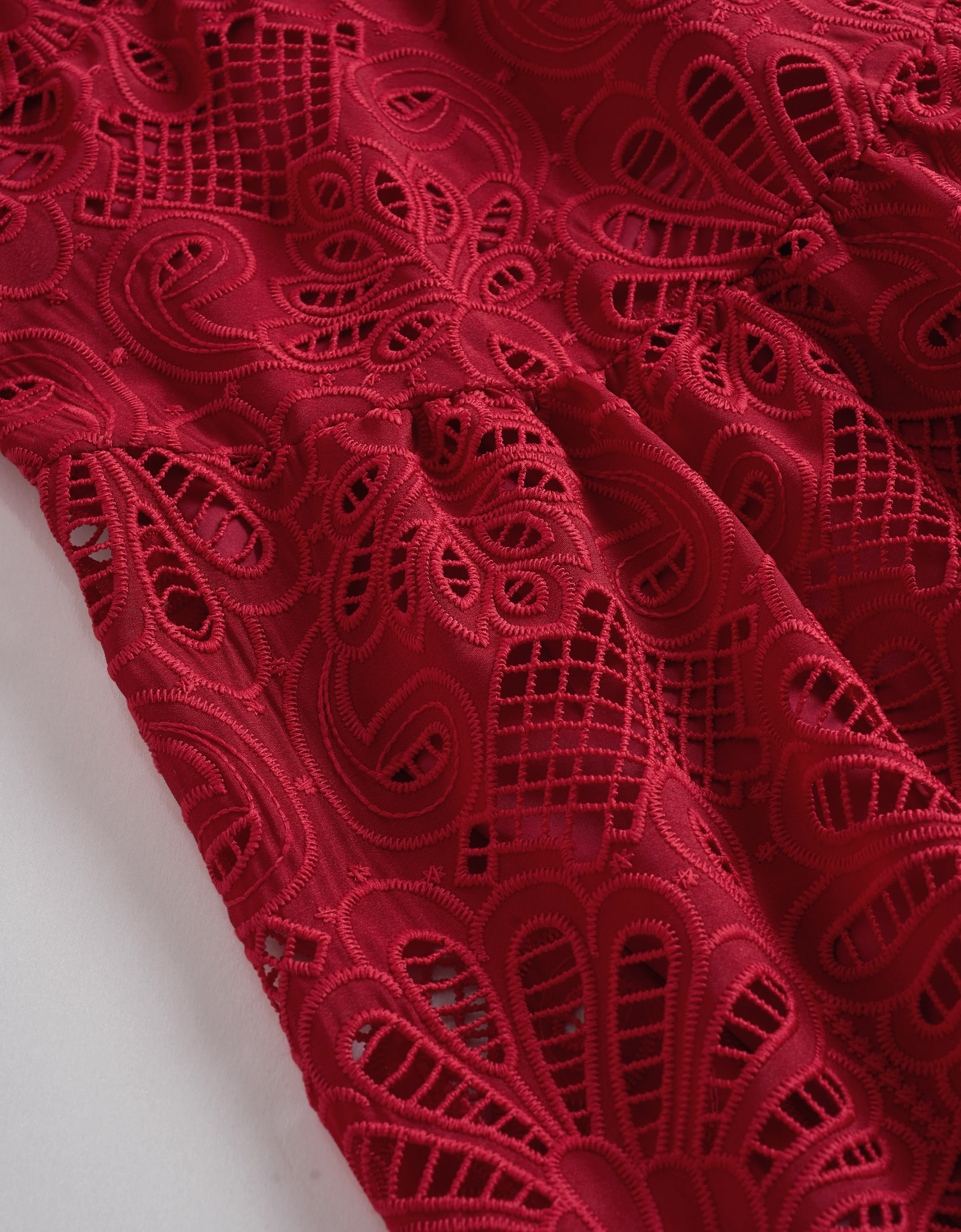 Mid-length Sleeve Cutwork Embroidery A-line Dress - Image 6