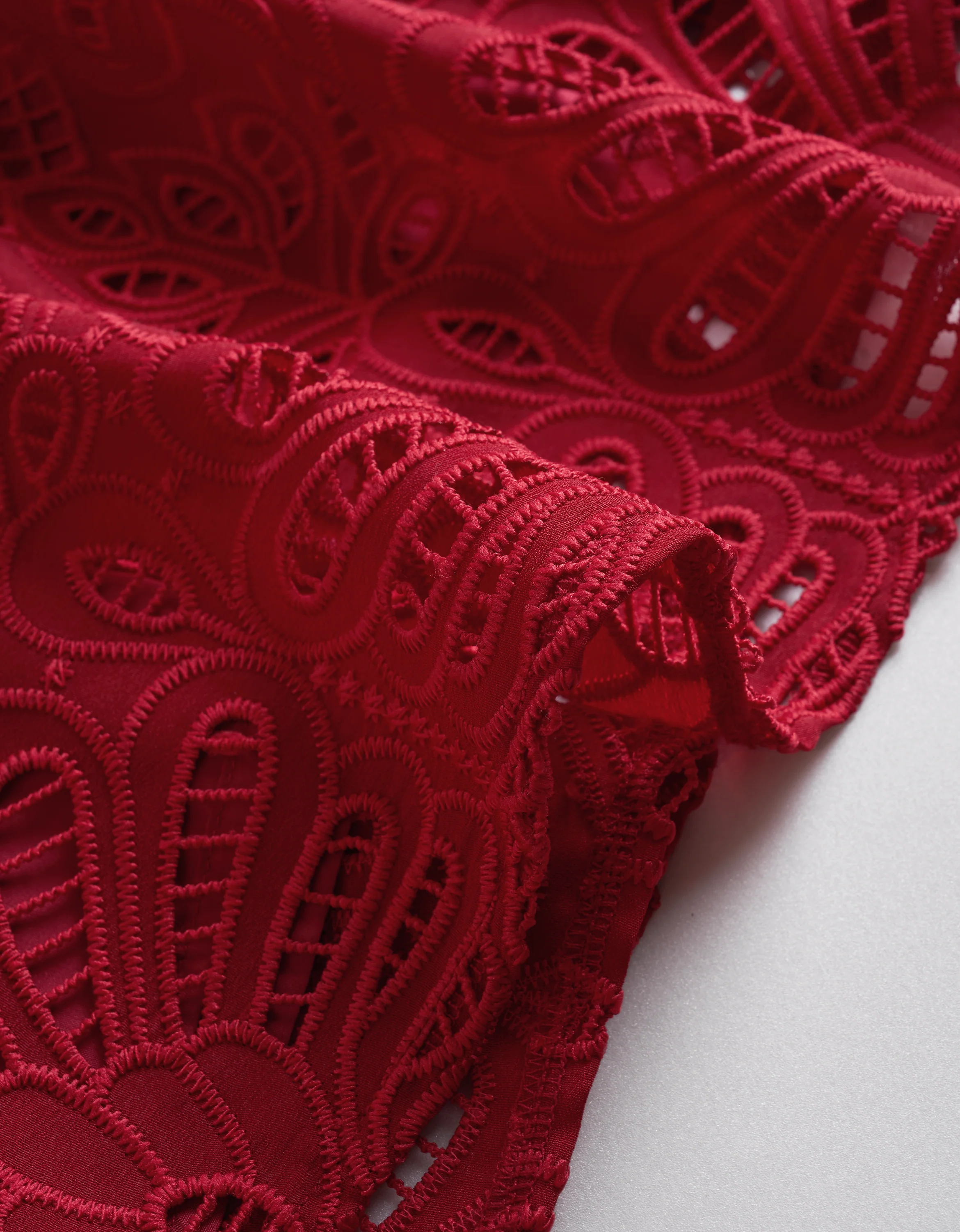 Mid-length Sleeve Cutwork Embroidery A-line Dress - Image 8