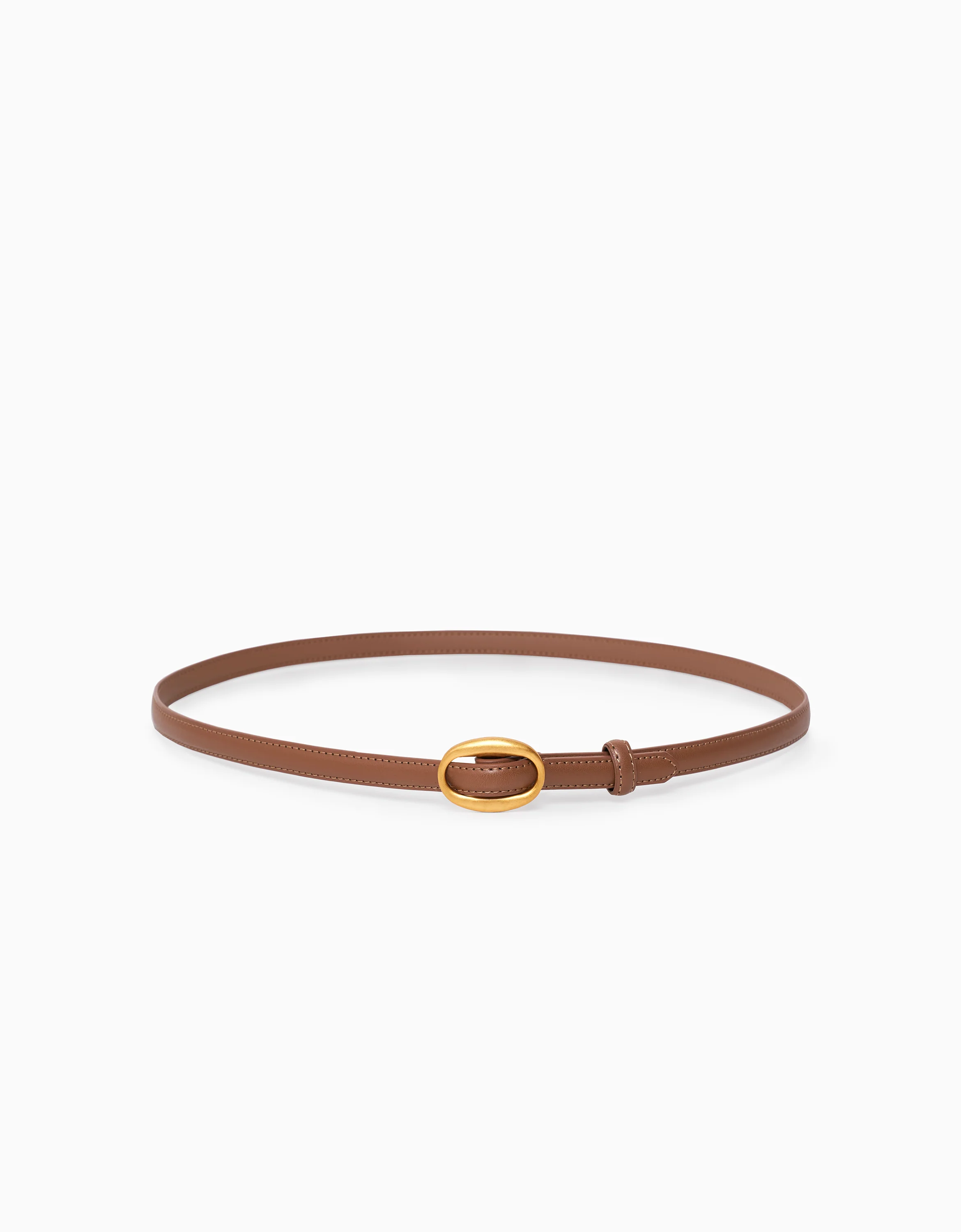 Oval Buckle Thin Leather Belt