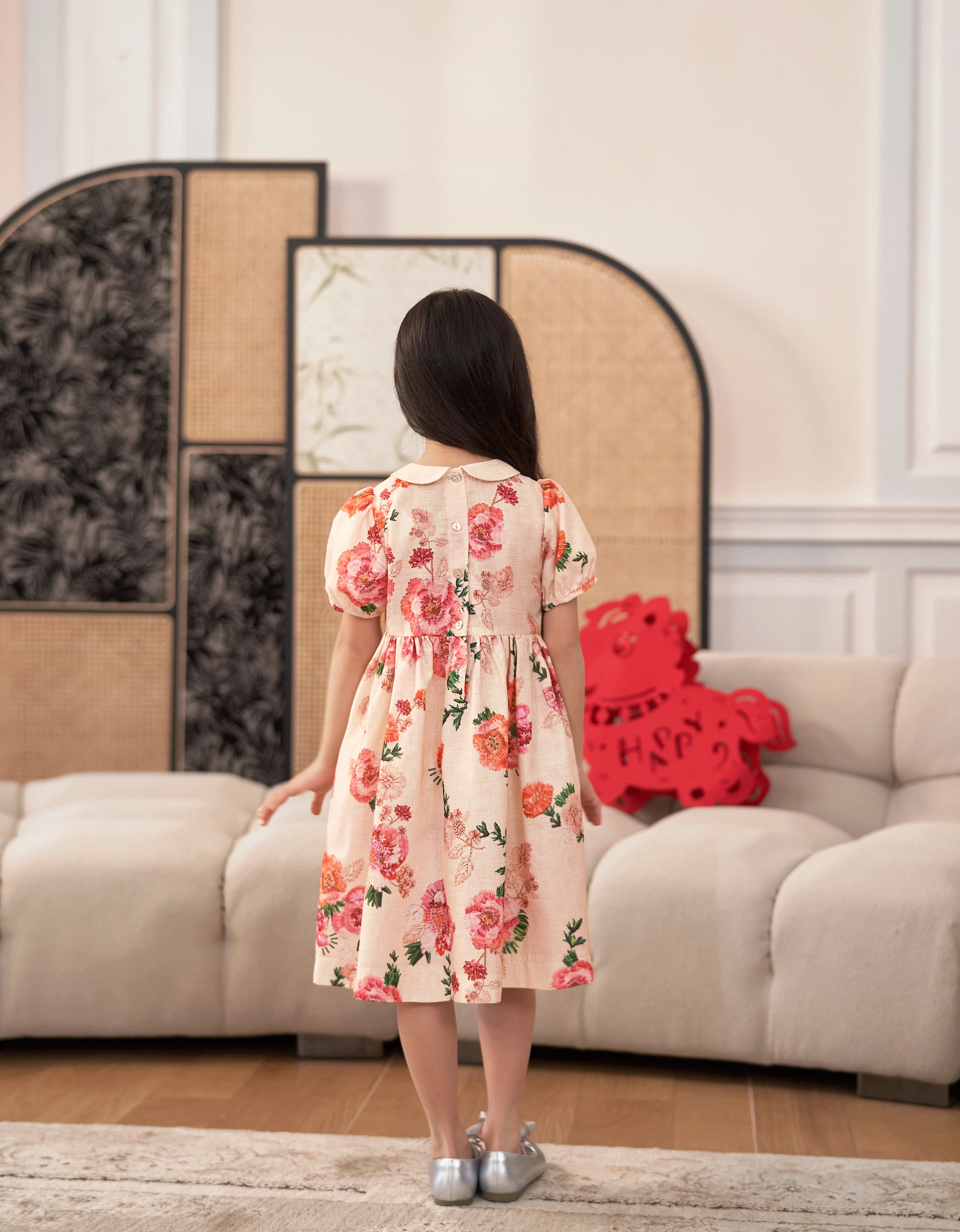 Peter Pan Collar Short Sleeve Floral Dress - Image 6
