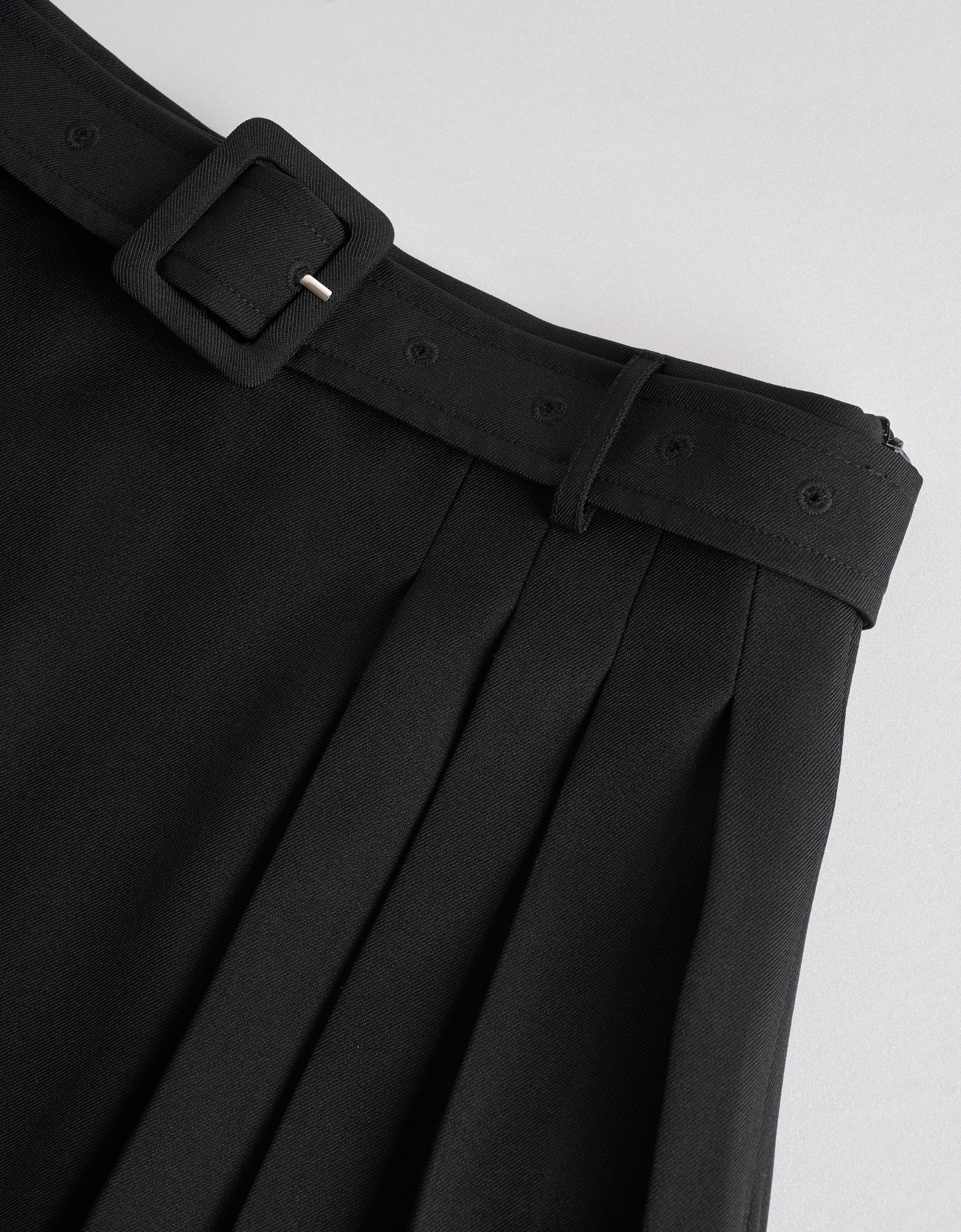 Pleated A-line Belted Skirt - Image 6