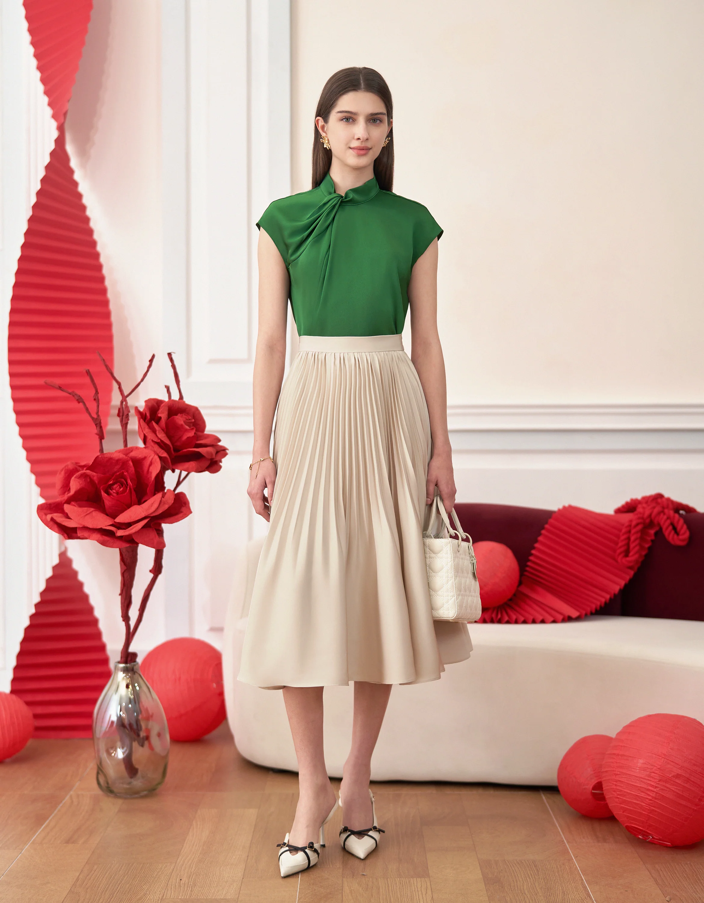 Pleated Midi Fishtail Skirt - Image 17