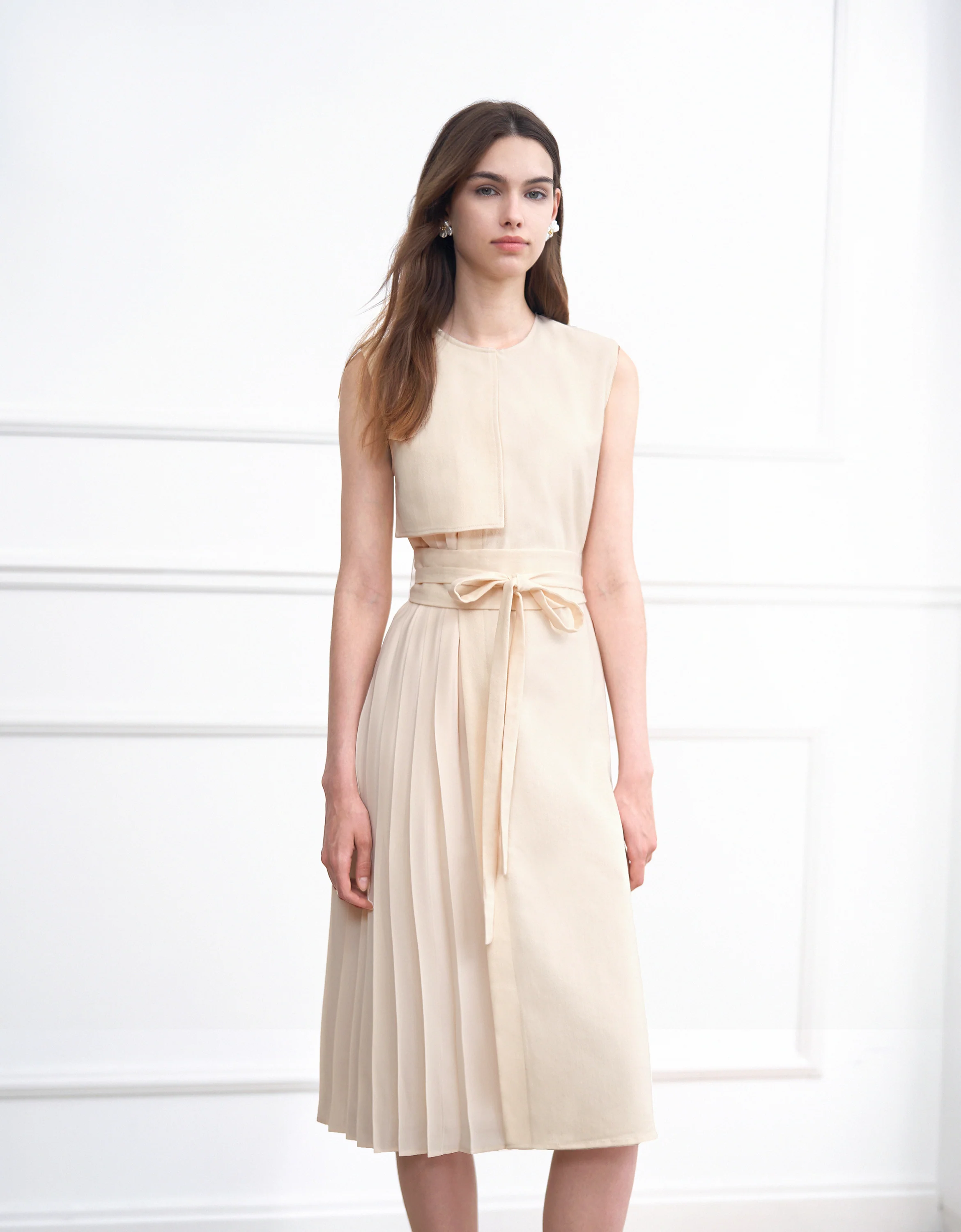 Pleated Panel Denim Midi Dress - Image 24