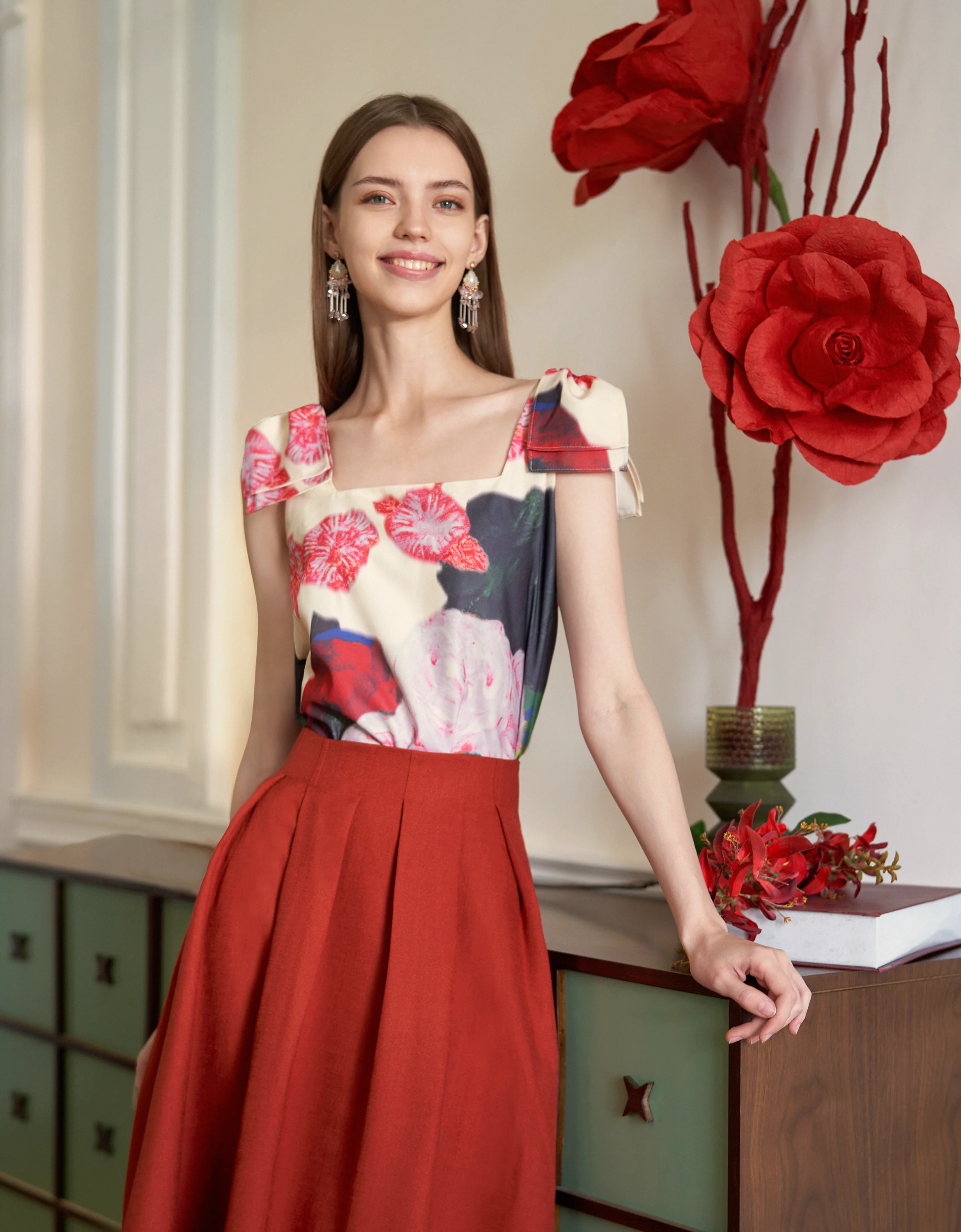 Pleated Waist A-line Skirt - Image 6