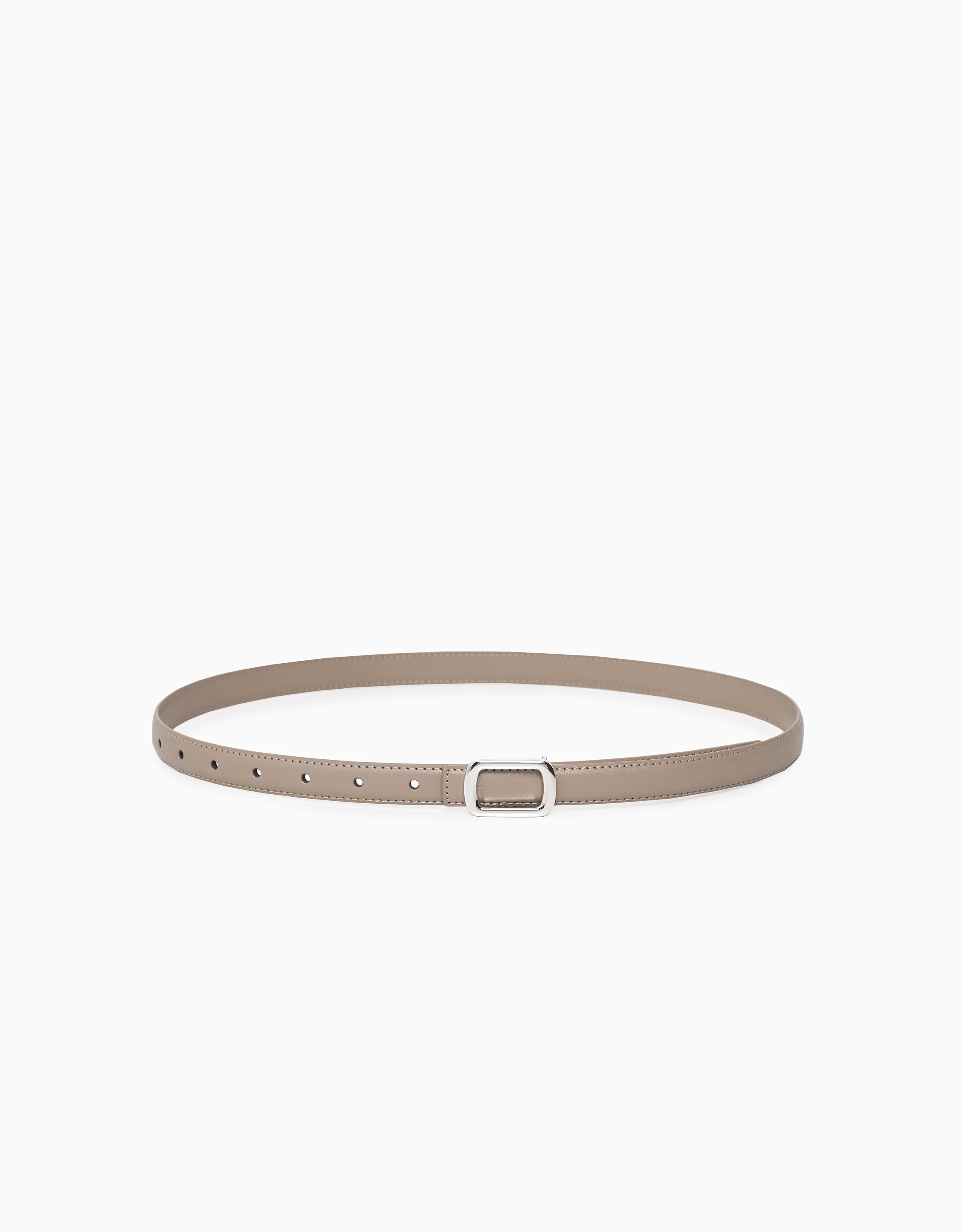 Rectangular Buckle Thin Leather Belt