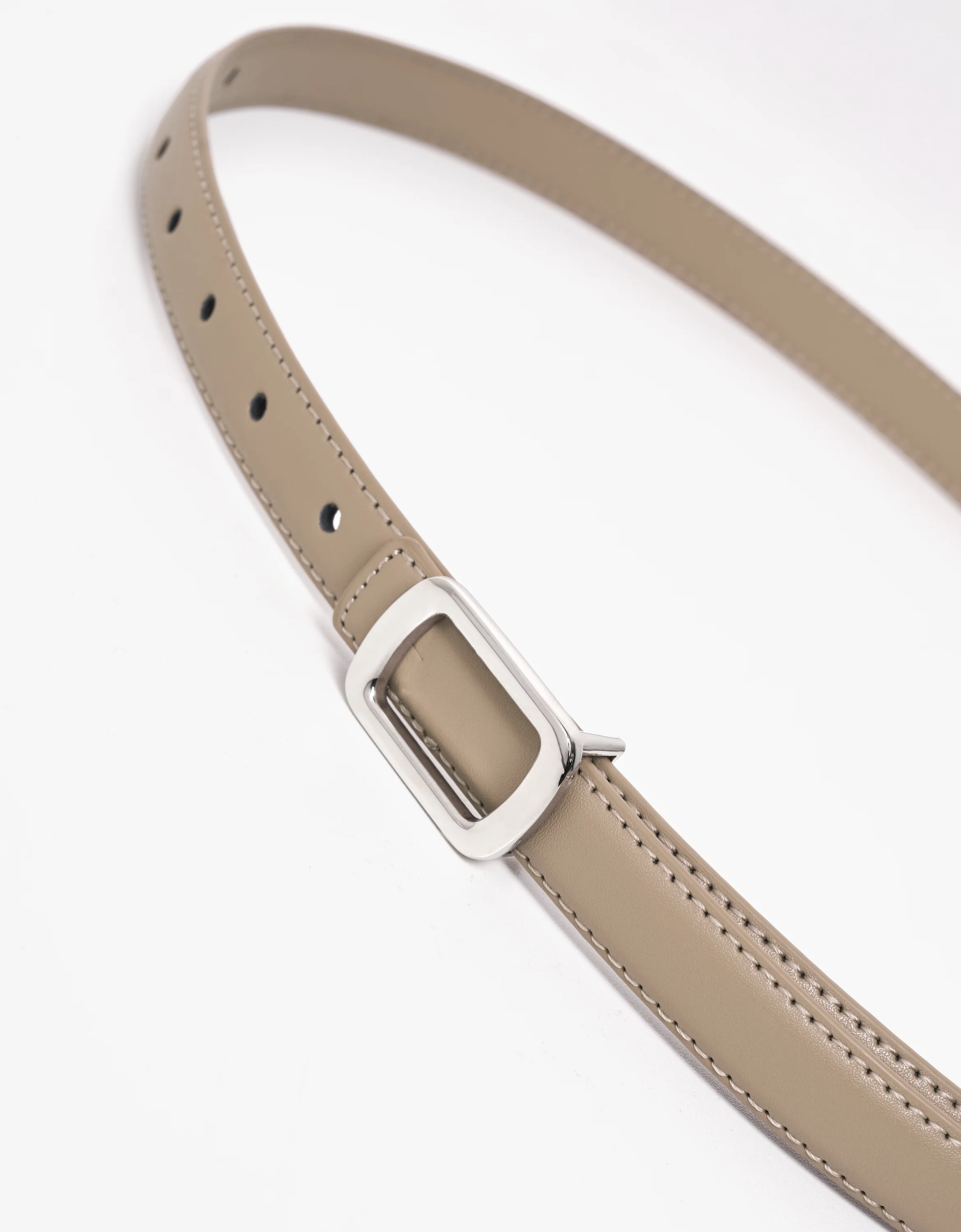 Rectangular Buckle Thin Leather Belt - Image 2