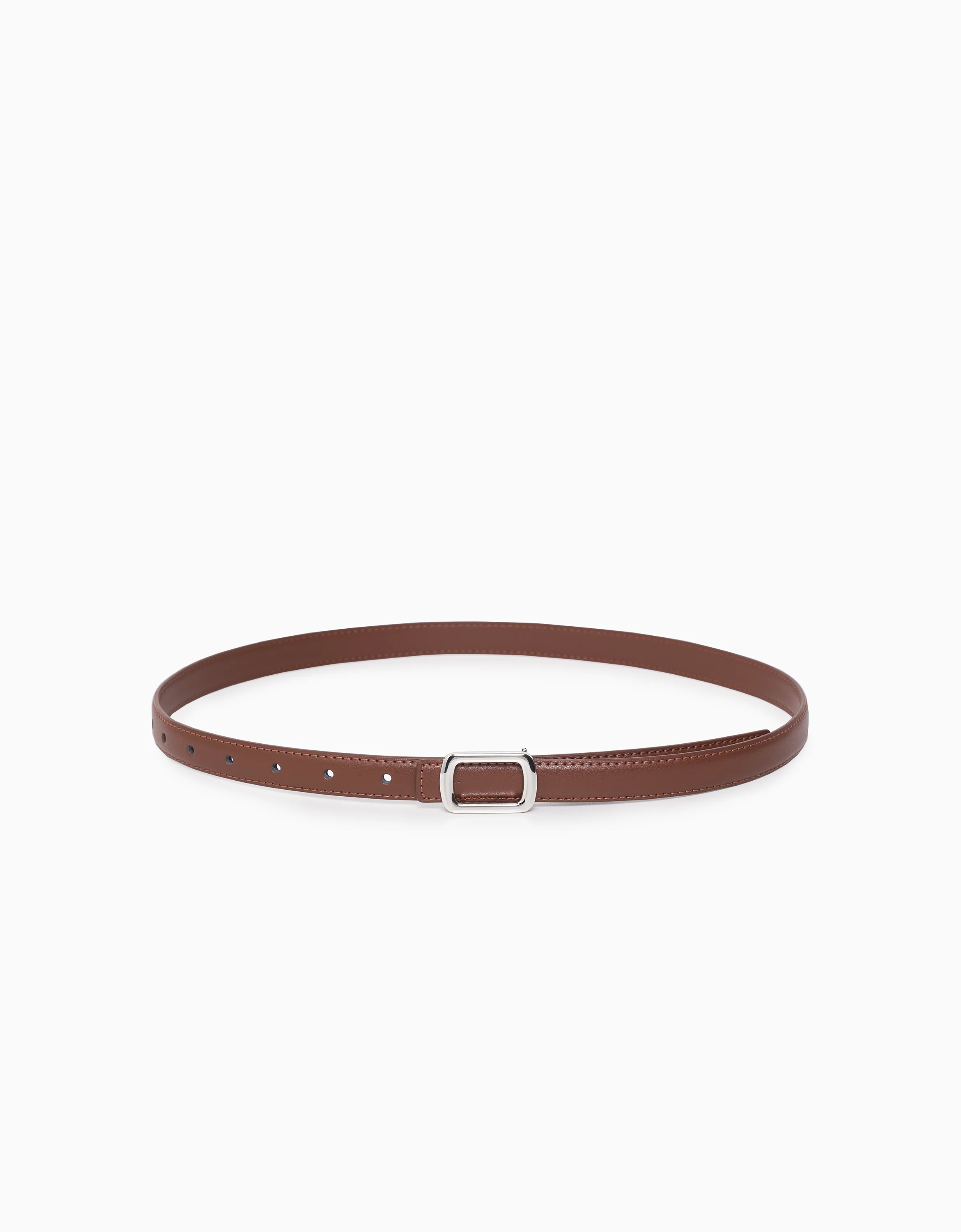 Rectangular Buckle Thin Leather Belt - Image 4