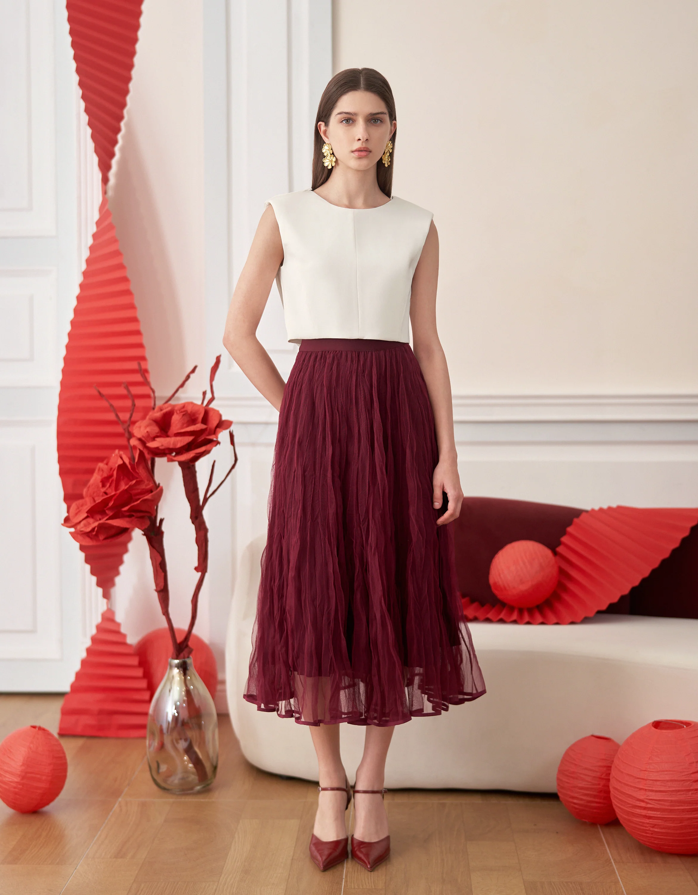 Reversible Pleated Midi Skirt - Image 2