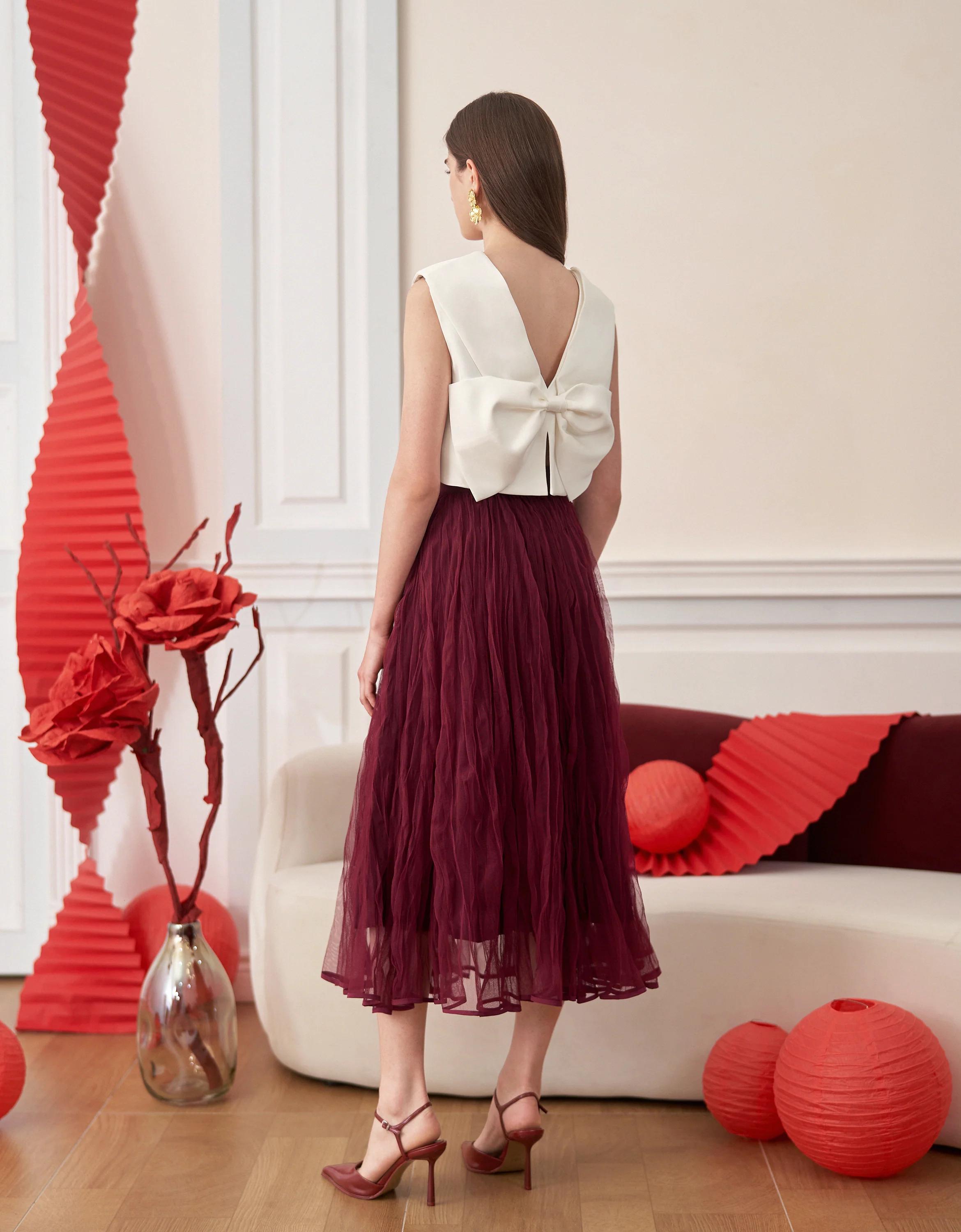 Reversible Pleated Midi Skirt - Image 3