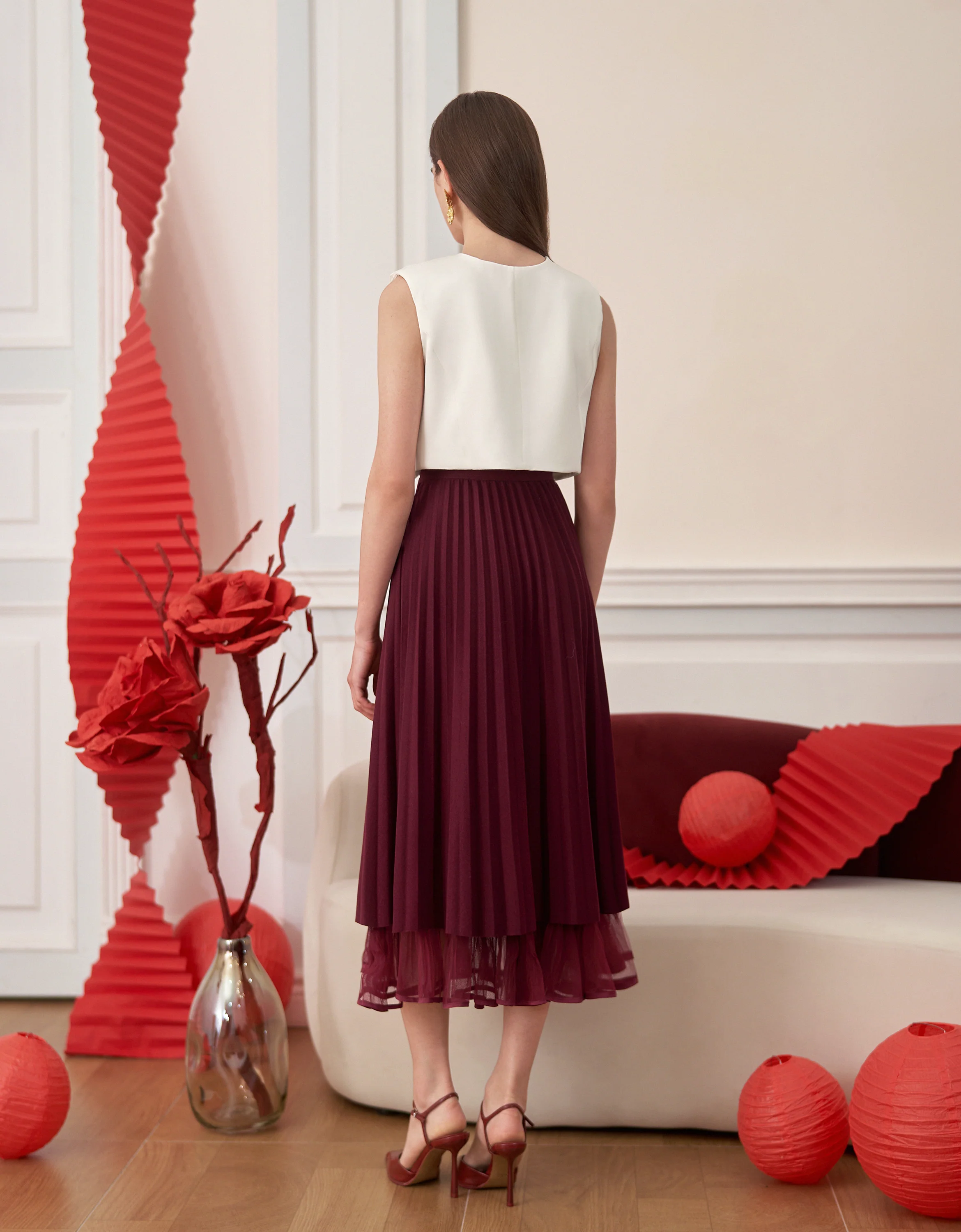 Reversible Pleated Midi Skirt - Image 5