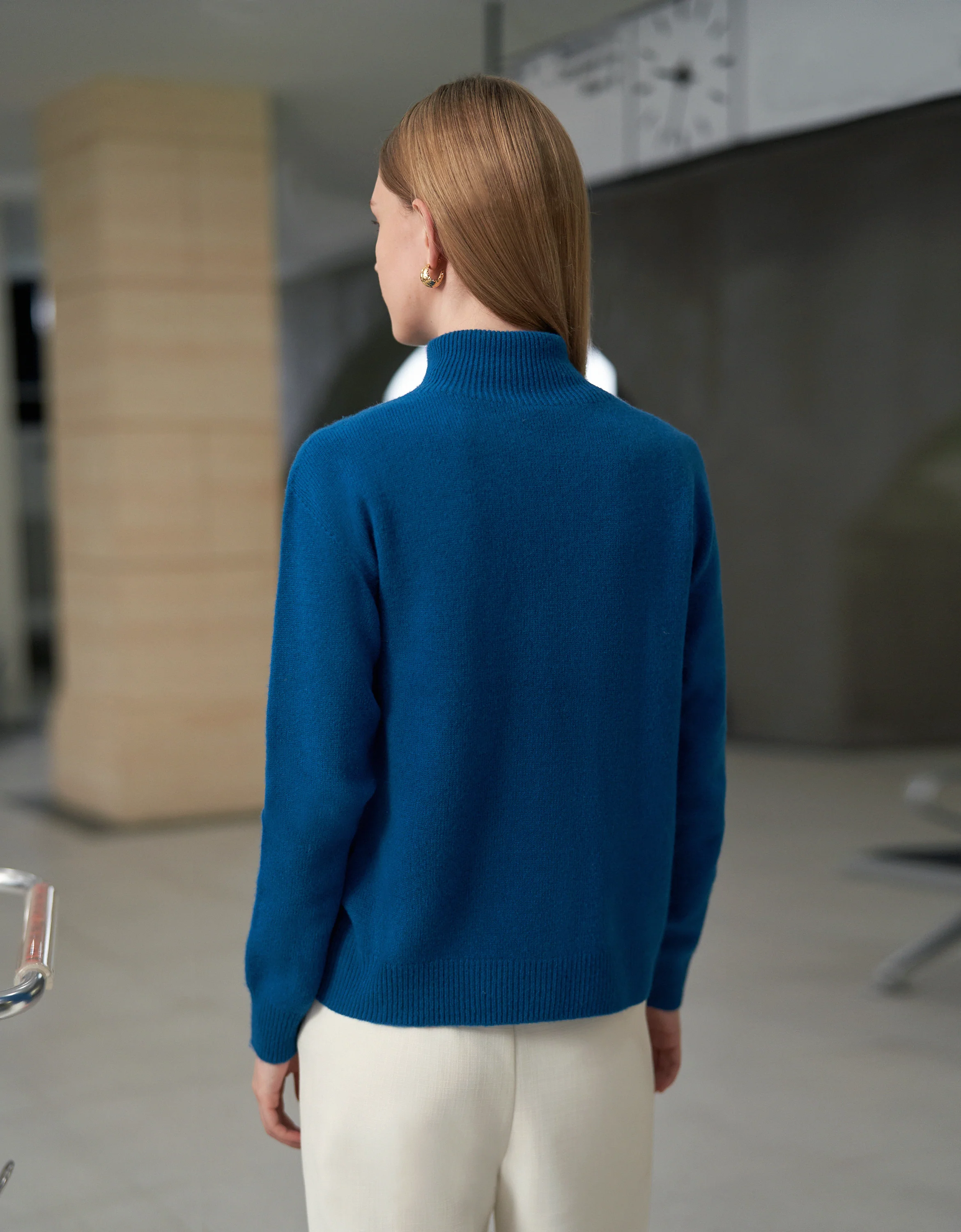 Ribbed Trims High Neck Knit Top - Image 2