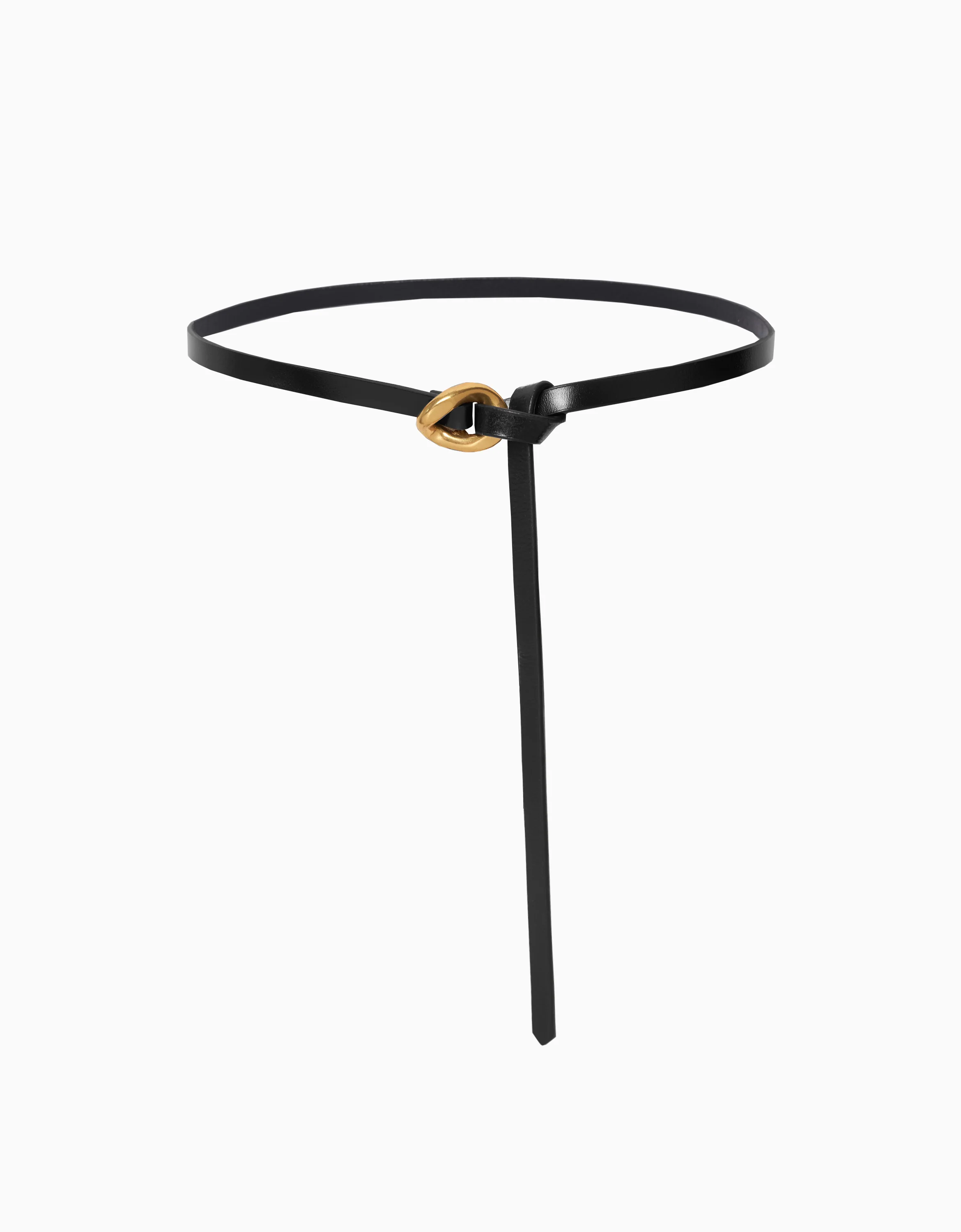 Ring Buckle Leather Tie Belt