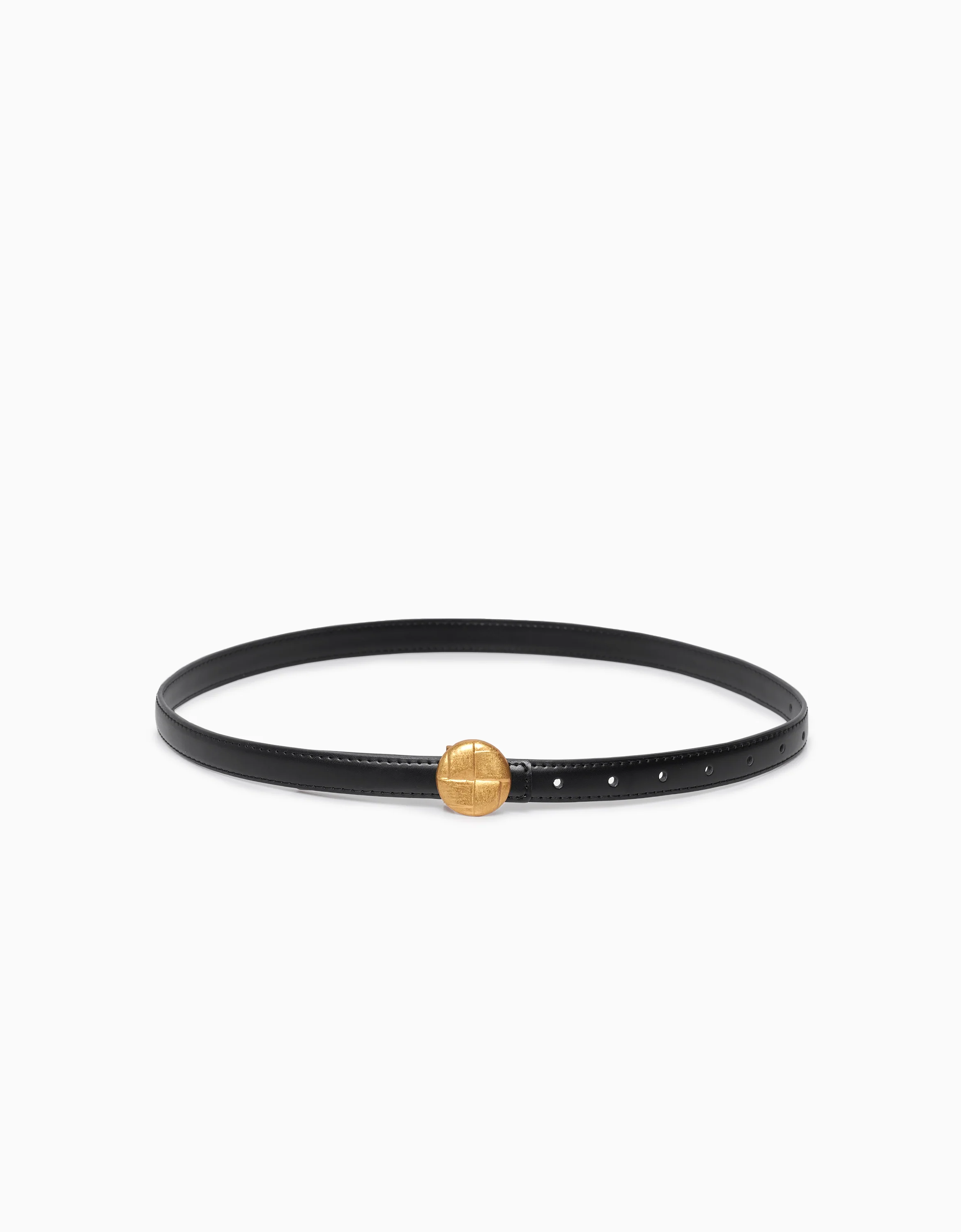 Round Buckle Leather Belt