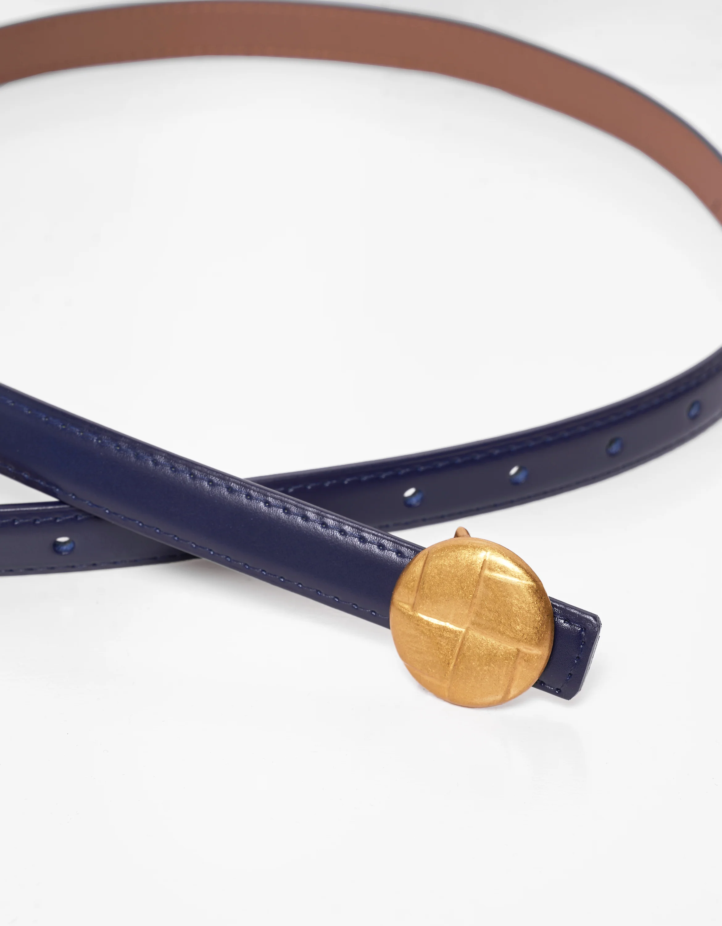 Round Buckle Leather Belt - Image 10